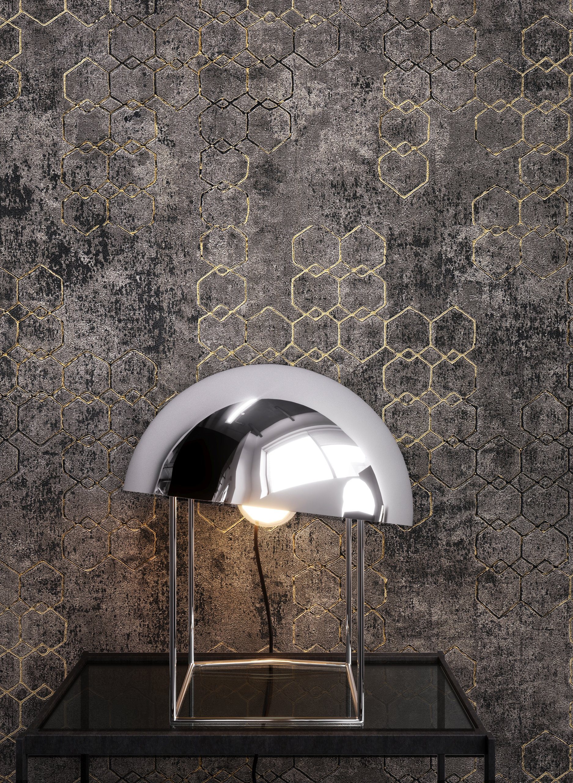 Newroom Vliestapete, Schwarz Tapete Leicht Glänzend Modern - Mustertapete M günstig online kaufen