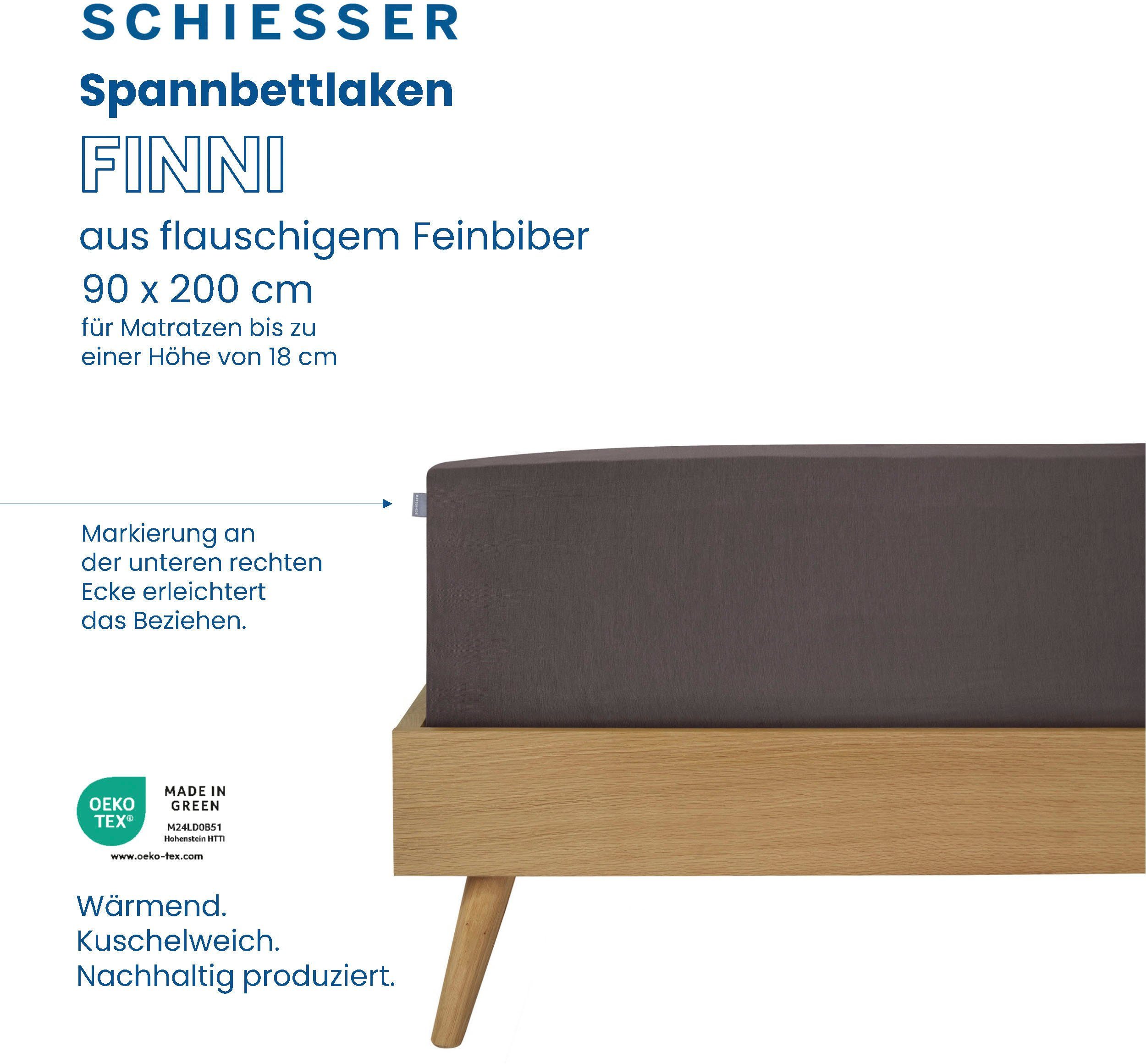 Schiesser Spannbettlaken Finni aus wärmender Baumwolle, Feinbiber, Gummizug günstig online kaufen