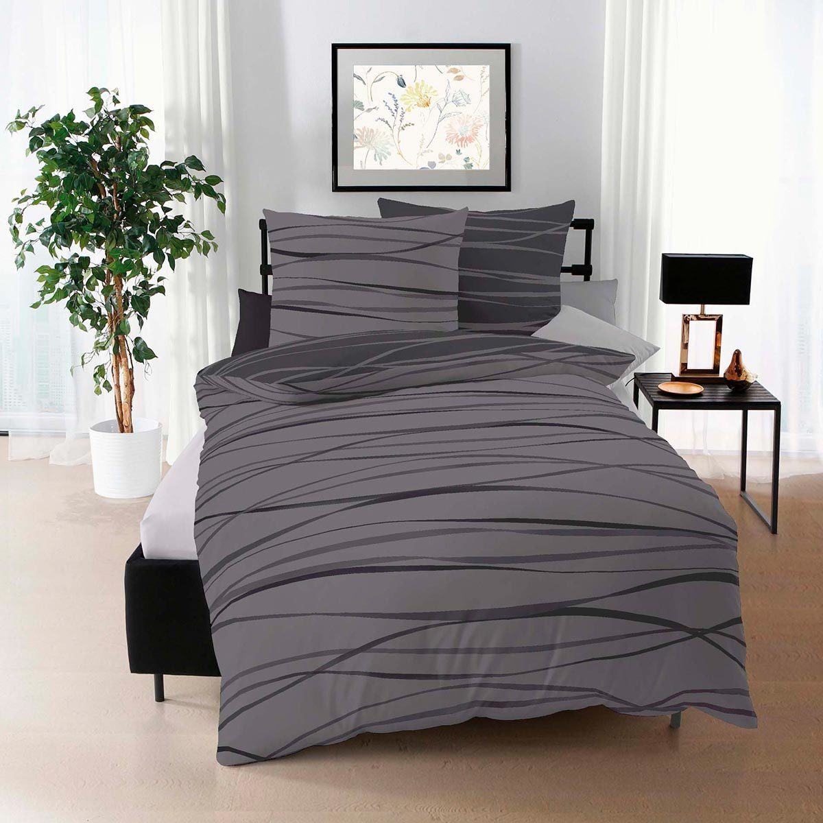 BETTWARENSHOP Bettwäsche Satinmotion zinn, Mako Satin, günstig online kaufen