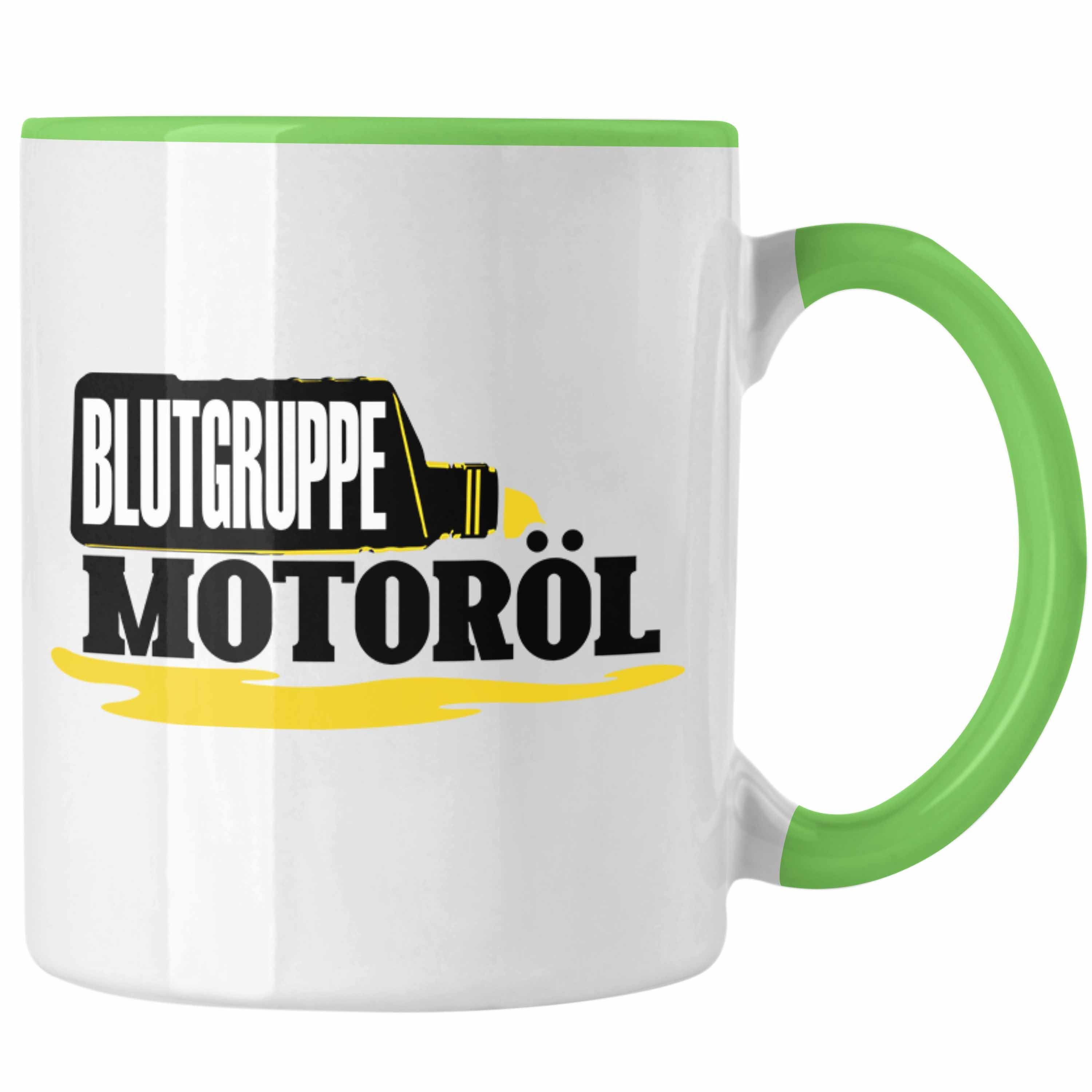 Trendation Tasse Tuner Tasse Geschenk für Motorradfahrer Auto-Enthusiasten Blutgruppe M Grün