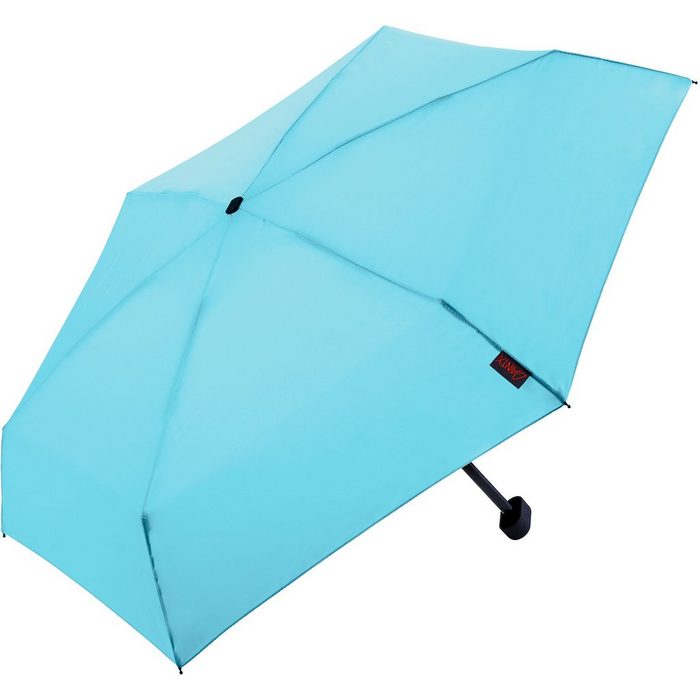 EuroSCHIRM® Taschenregenschirm Dainty hellblau extra flach und kurz