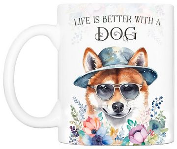 Cadouri Tasse SHIBA INU - Kaffeetasse für Hundefreunde, Keramik, mit Hunderasse, beidseitig bedruckt, handgefertigt, Geschenk, 330 ml