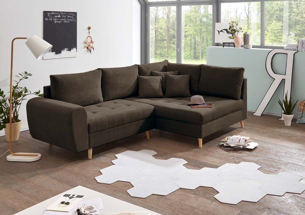 ED Alice (Braun-Grau) Sofa EXCITING Ecksofa, Eckcouch DESIGN cm 249x175 Couch Ecksofa Stone