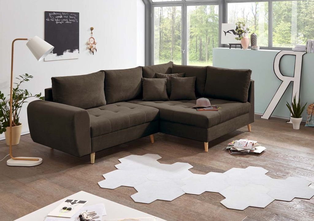 ED EXCITING DESIGN Ecksofa, Alice Ecksofa 249x175 cm Couch Eckcouch Sofa  Stone (Braun-Grau) | Ecksofas