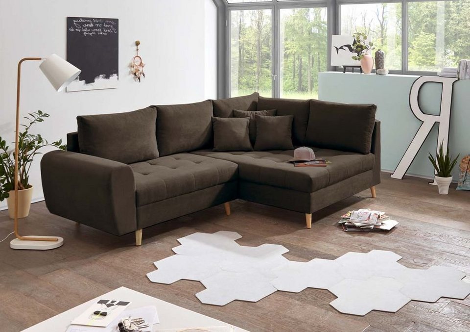 ED EXCITING DESIGN Ecksofa, Alice Ecksofa 249x175 cm Couch Eckcouch Sofa  Stone (Braun-Grau)