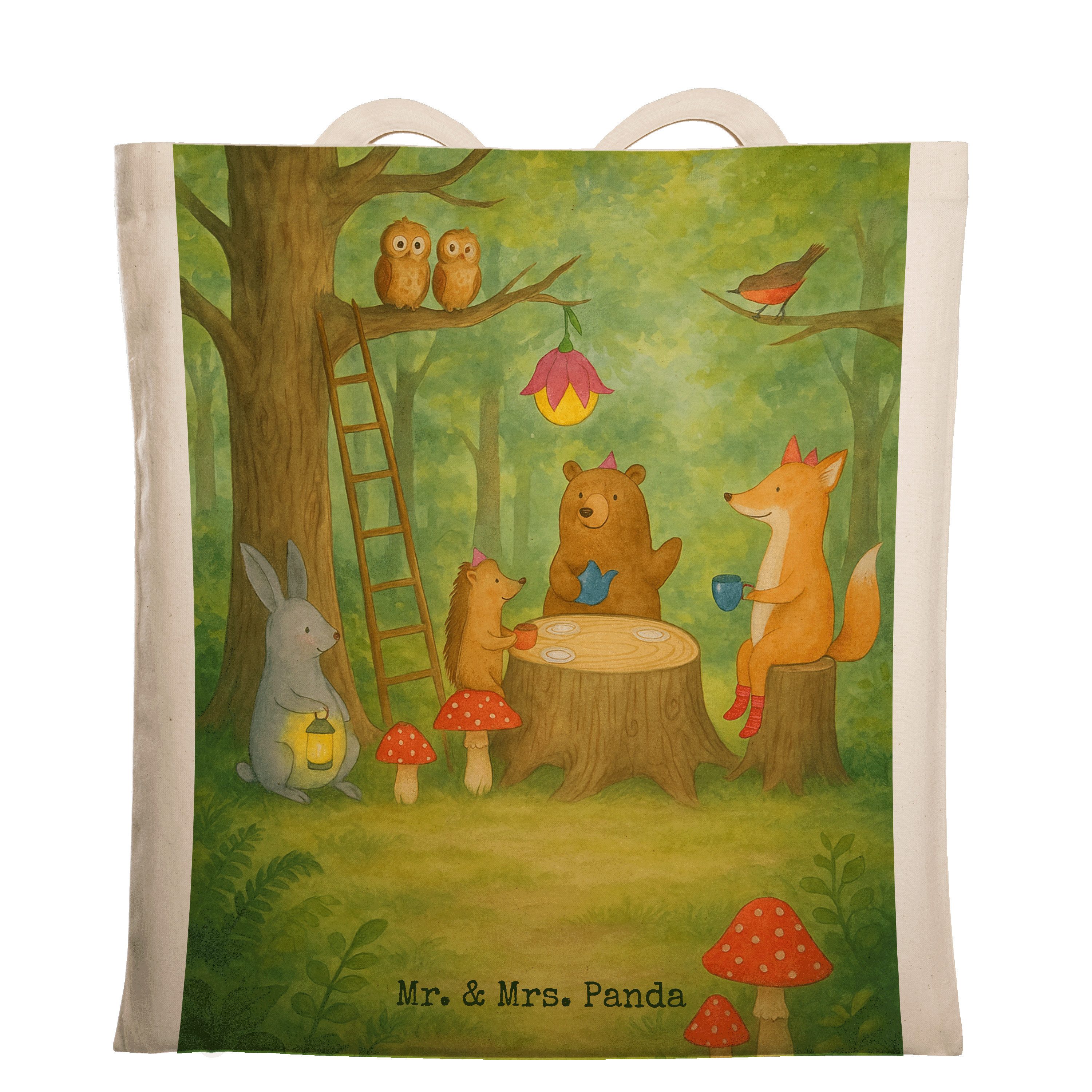 Mr. & Mrs. Panda Tragetasche Waldtiere Picknick Design, Beutel, Weiß, Igel, Wald, Laptoptasche, Fu (Packung), Igel Tasche Schultasche