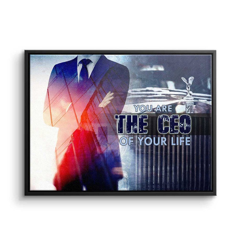 DOTCOMCANVAS® Leinwandbild, Englisch, Premium Motivationsbild - Unternehmer - you are the CEO of your life schwarzer Rahmen
