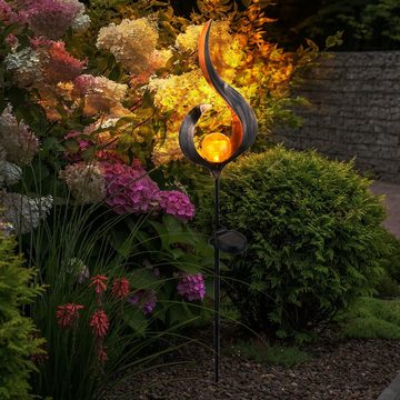 etc-shop Gartenleuchte, LED-Leuchtmittel fest verbaut, 2er Set LED Außen Solar Steh Steck Leuchten Garten Veranda Dekoration