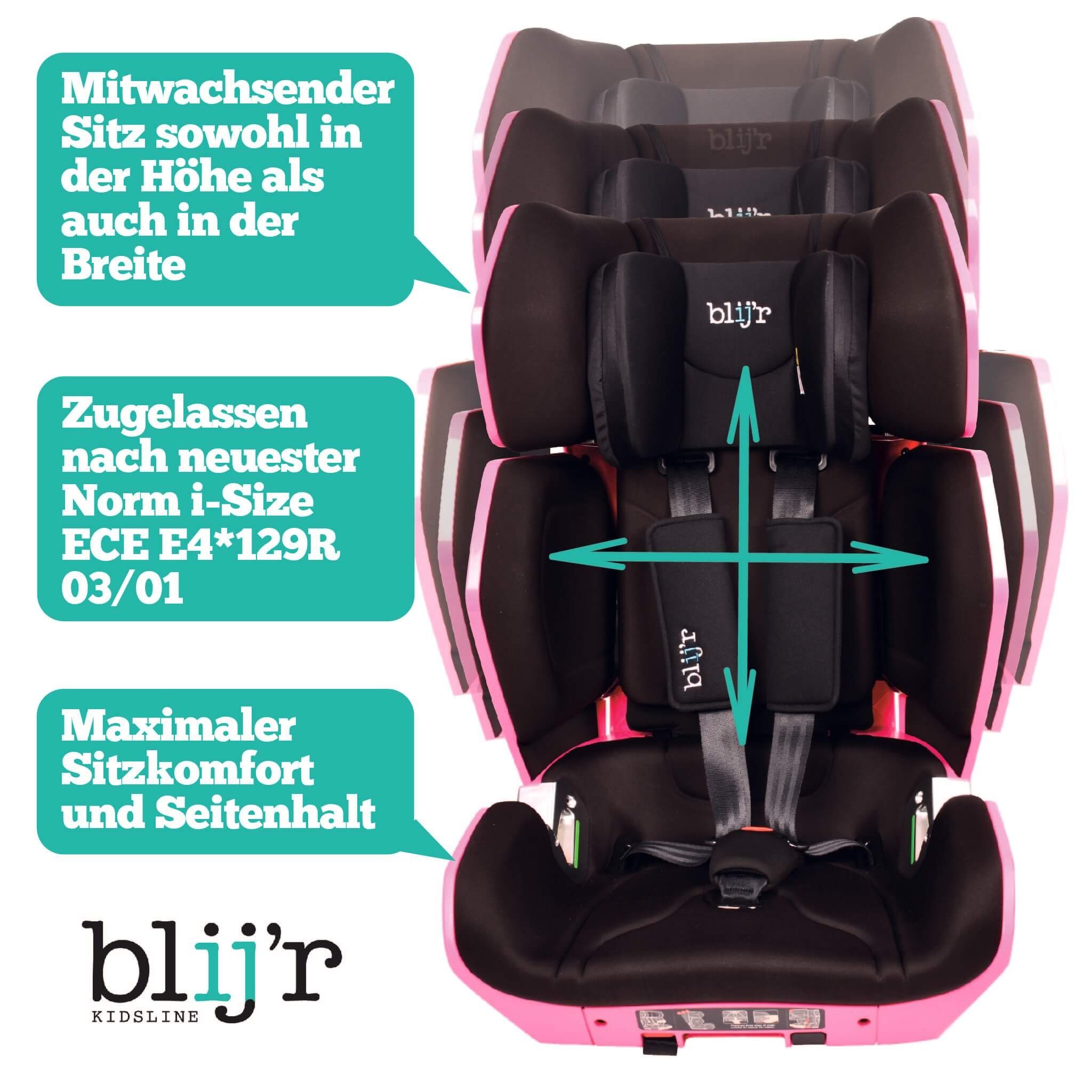 Blij´r Autokindersitz Uniek Autositz ab: ab 3,5 bis: für kg, mitwachsender pink ab: 5Jahre, Jahre, Kindersitz Autositz, bis: 12 Polsterung 36,00 kg, 12 3, Kinder Jahren, 15,00 bis abwaschbare