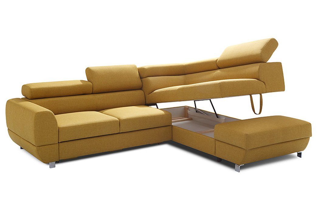 Textil Stoff Sofa Design L-Form Polster Modern JVmoebel Ecksofa Couch Gelb Ecksofa,