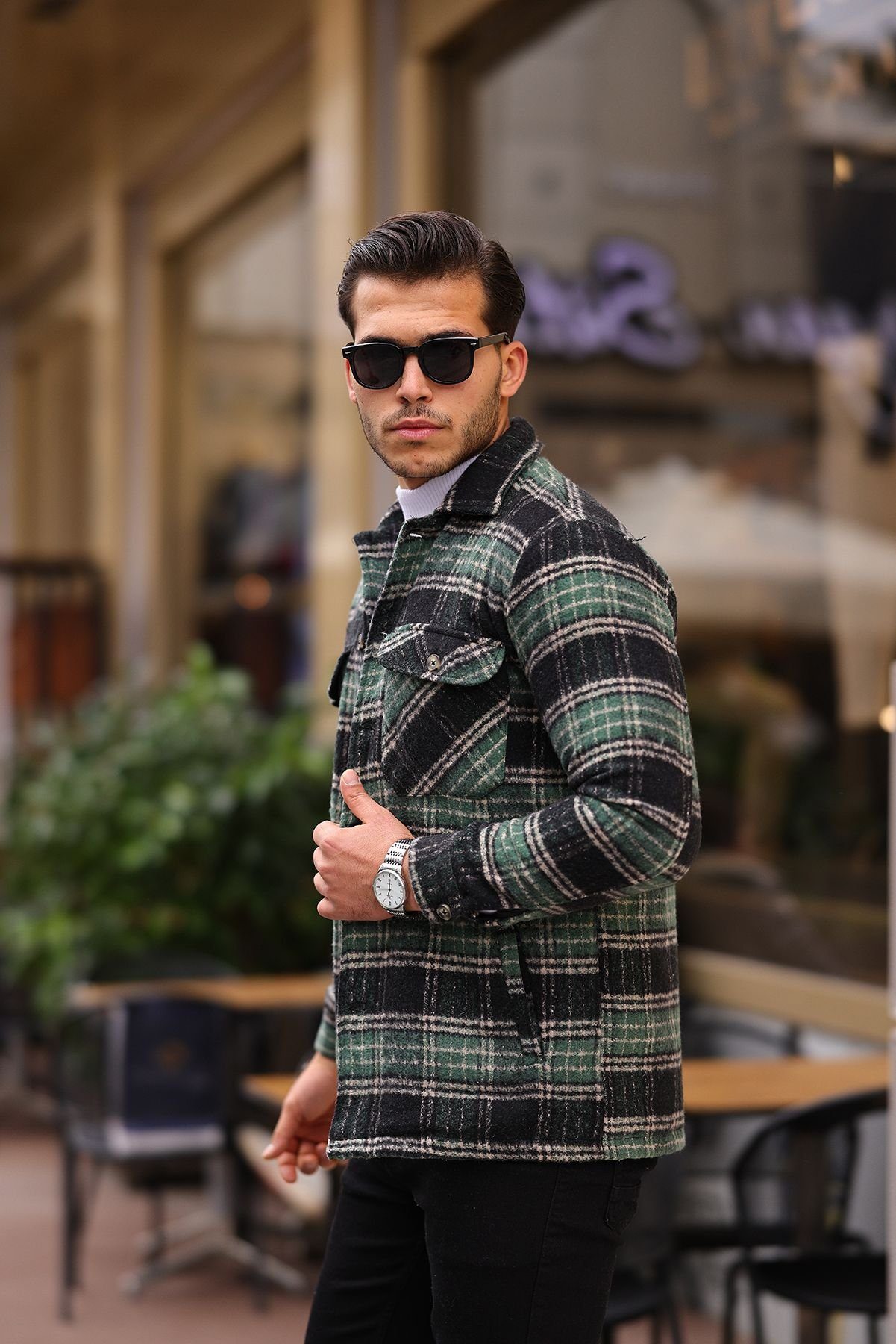 Megaman Jeans Flanellhemd Herren Holzfällerhemd Flanellhemd Kariert Freizeithemd Jacke Slim Fit, Langarm, Kentkragen, Hemdjacke