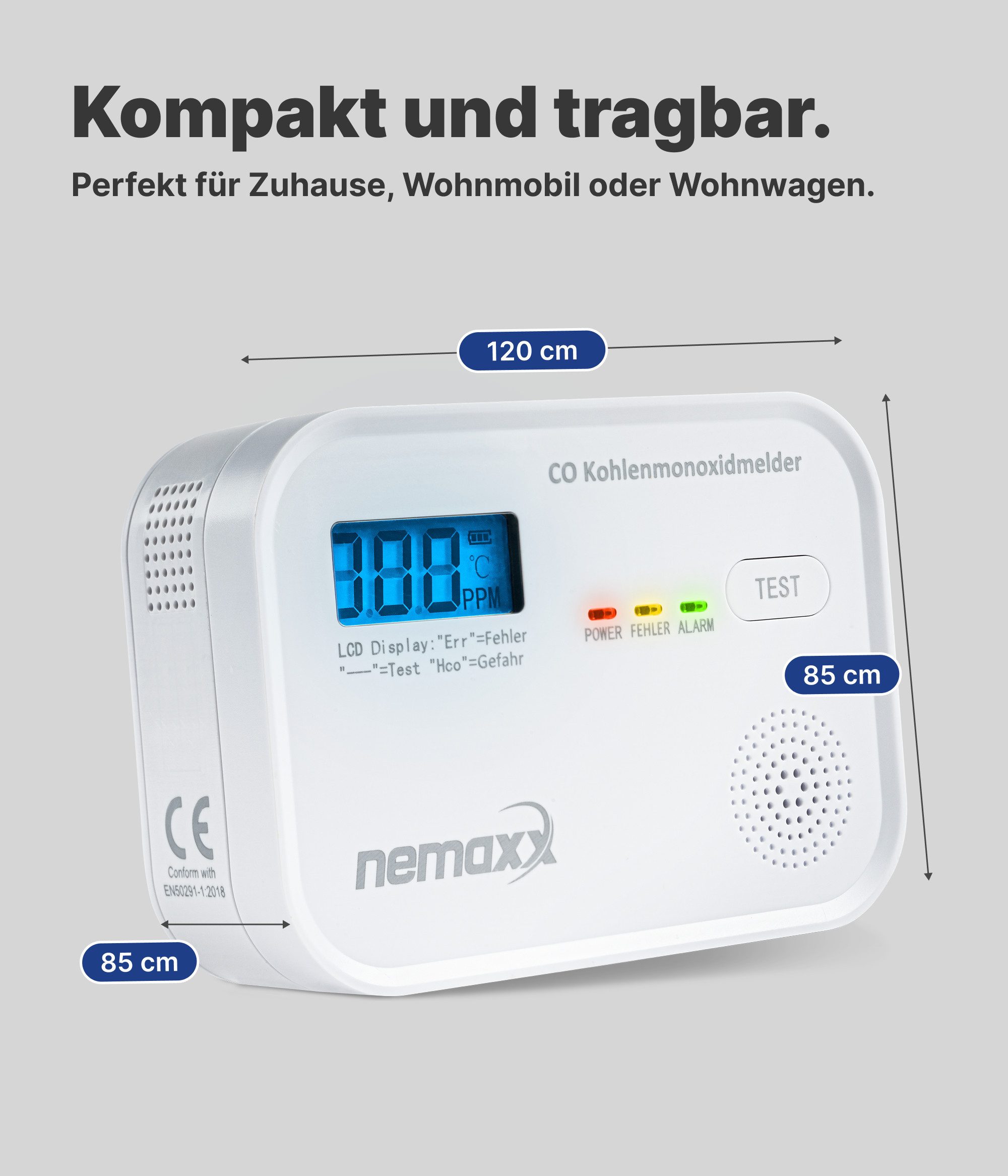 Kohlenmonoxid & Gas Melder Mit LCD - 2-in-1 Detektor Für CO, Erdgas & Propan