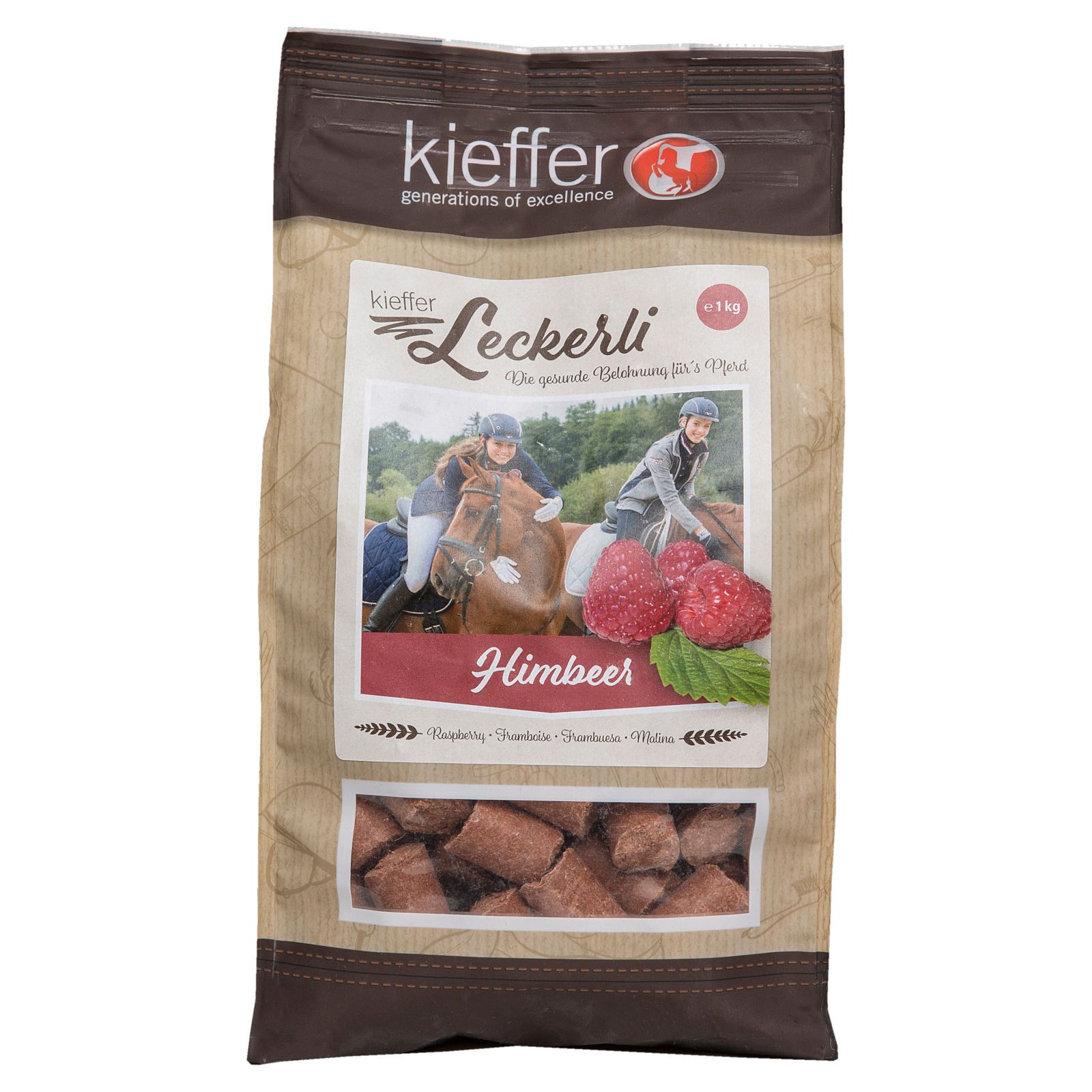 Kieffer Leckerli Himbeer, natürlicher Leckerbissen für Pferde, 1 kg, Snack für: Pferd