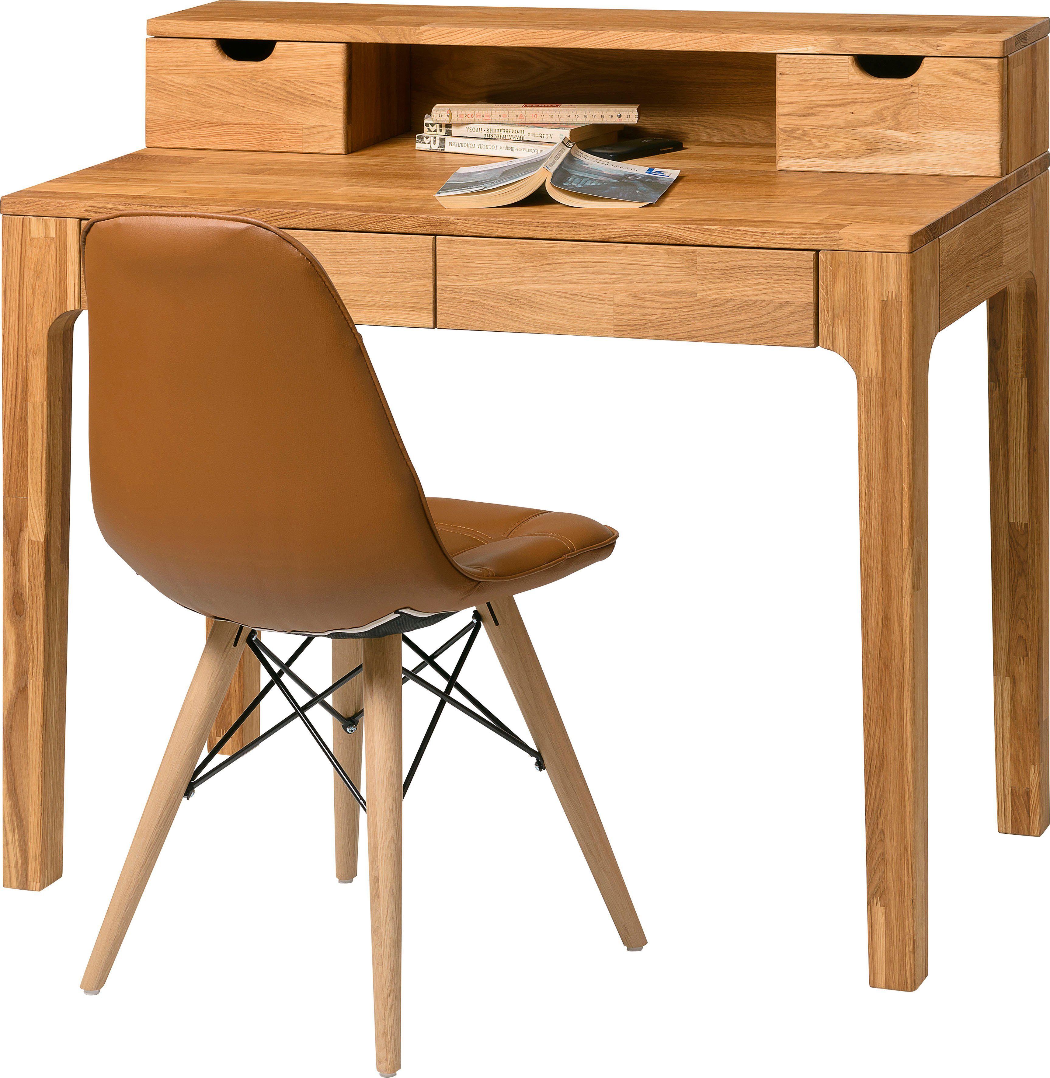 schönem mit Schreibtisch andas einem Eichenholz, aus Marsens, 4 Schubladen, Aufsatz massivem