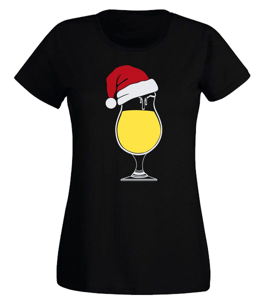 G-graphics T-Shirt Weihnachtsbierglas Slim-fit Damen T-Shirt mit Weihnachtsmotiv