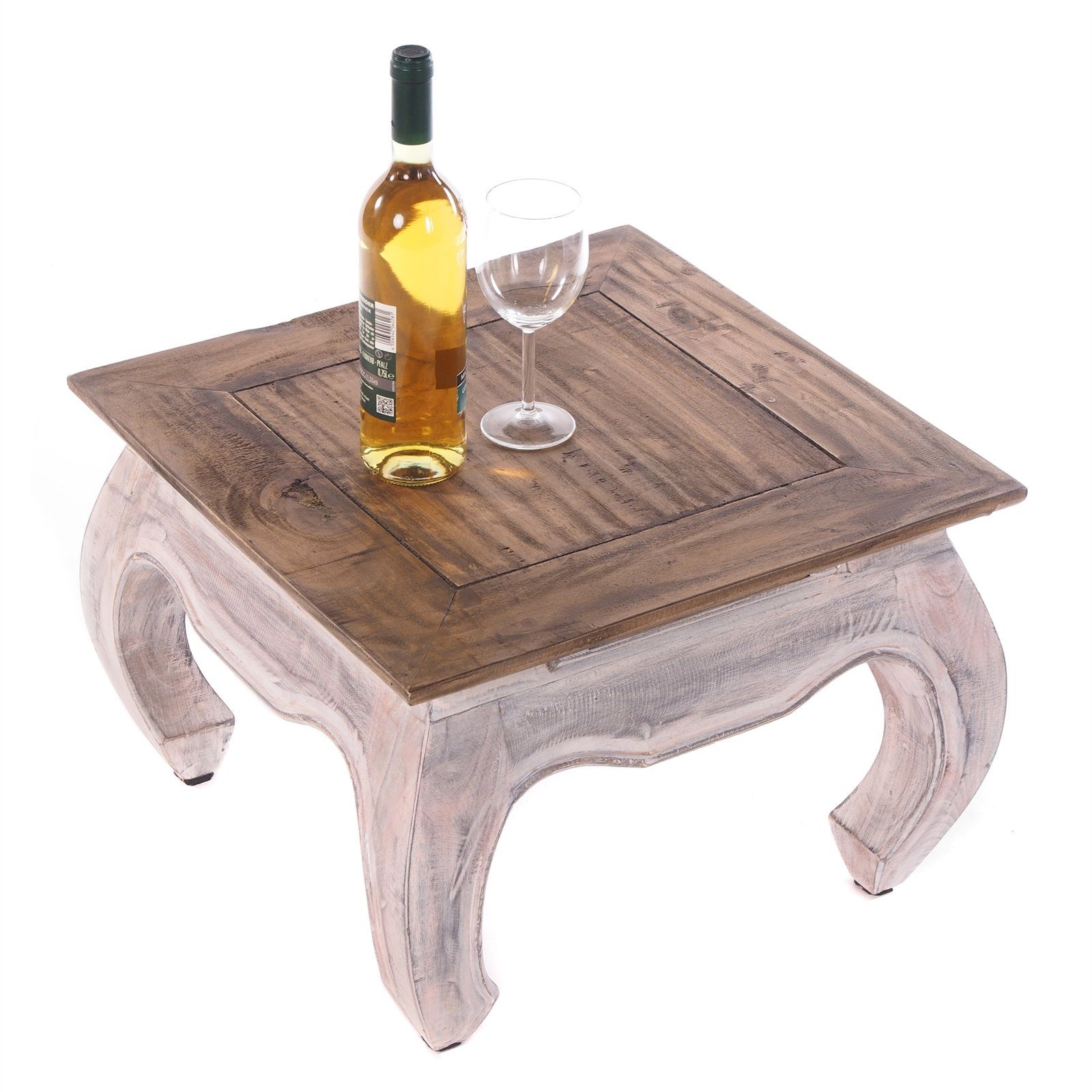 DESIGN DELIGHTS Couchtisch OPIUMTISCH "EAST 50", 50x50x35cm, Altholz massiv, Beistelltisch, 05