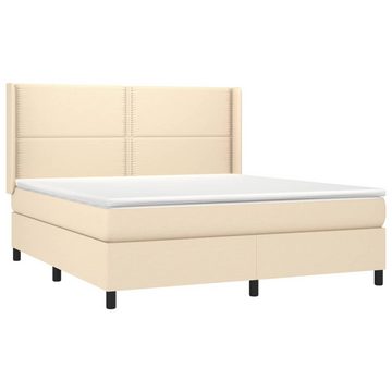 vidaXL Bettgestell Boxspringbett mit Matratze Creme 160x200 cm Stoff Bett Bettgestell