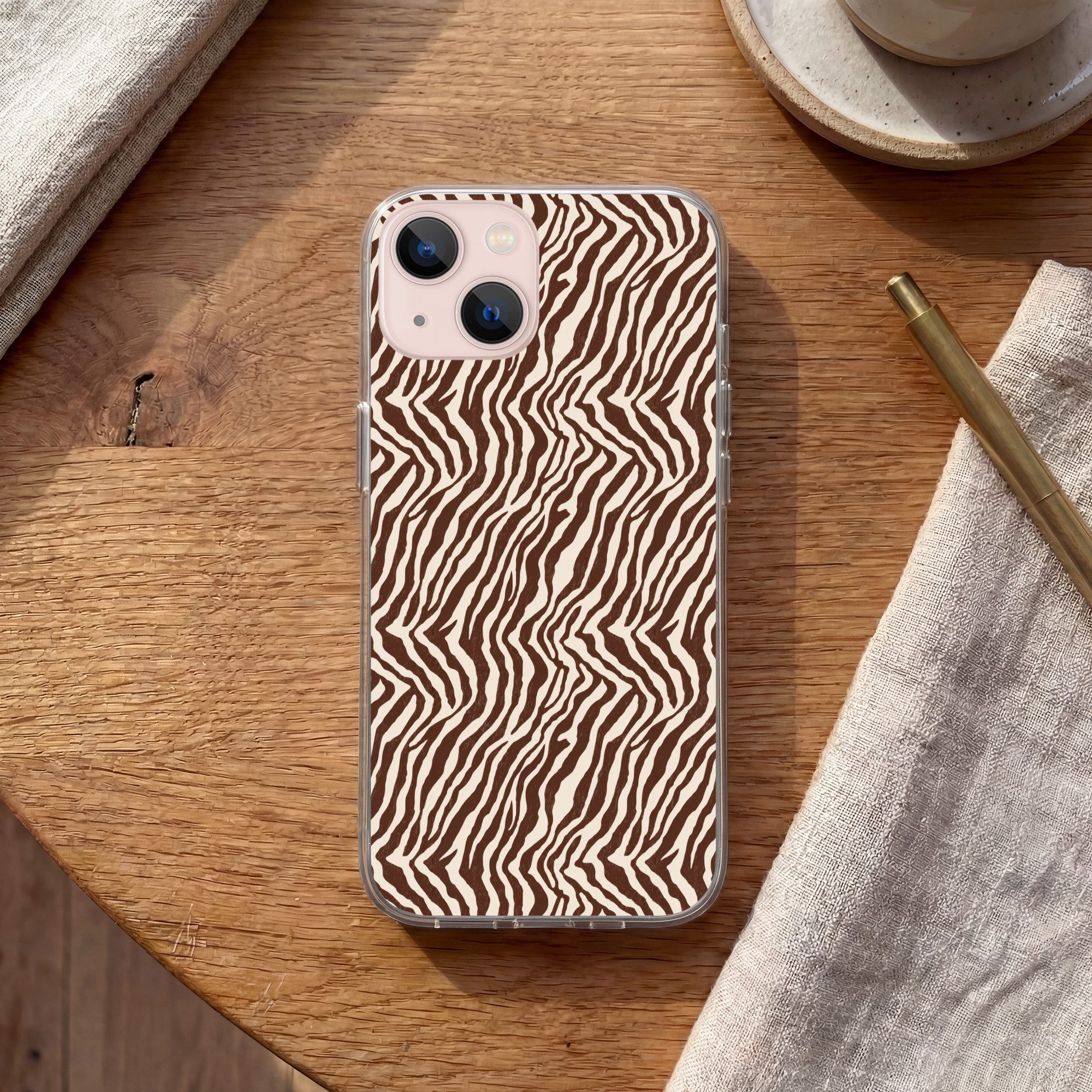 MuchoWow Handyhülle für Apple iPhone 13 mini Zebra - Muster - Schwarz - Weiß, Smartphone-Bumper, Print, Handy Schutzhülle Dünn
