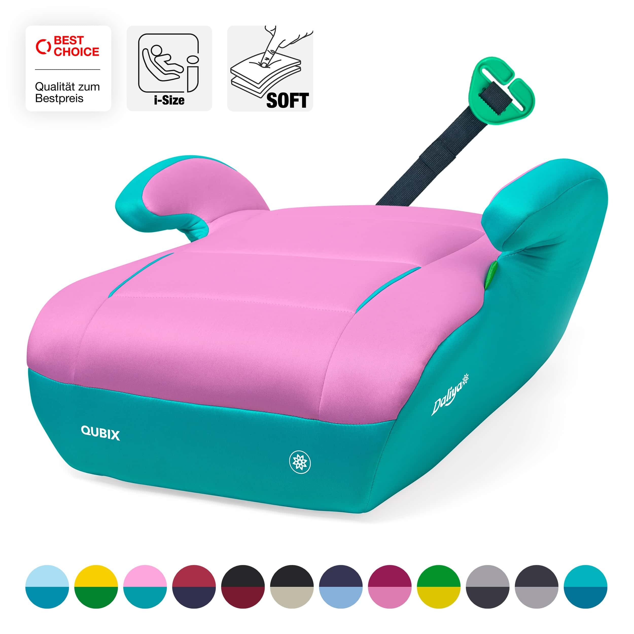 Daliya® Kindersitzerhöhung QUBIX I-Size Sitzerhöhung, Kindersitzerhöhung, Kindersitz, ab: ab 6 Jahre oder 125cm Körpergröße, bis: bis 12 Jahre oder 150cm Körpergröße, ab: 125 cm, bis: 150 cm, (Packung, 1-tlg), I-Size, Gurtfix, ergonomisch, weich, waschbar