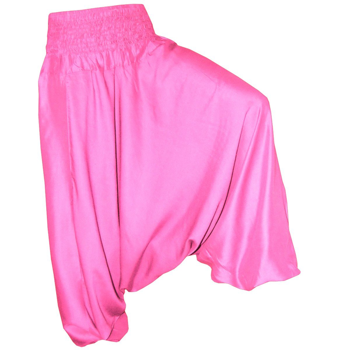 PANASIAM Relaxhose Aladinhose einfarbig Haremshose aus 100% natürlicher Viskose Pumphose für Damen bequeme Freizeithose Pluderhose pink