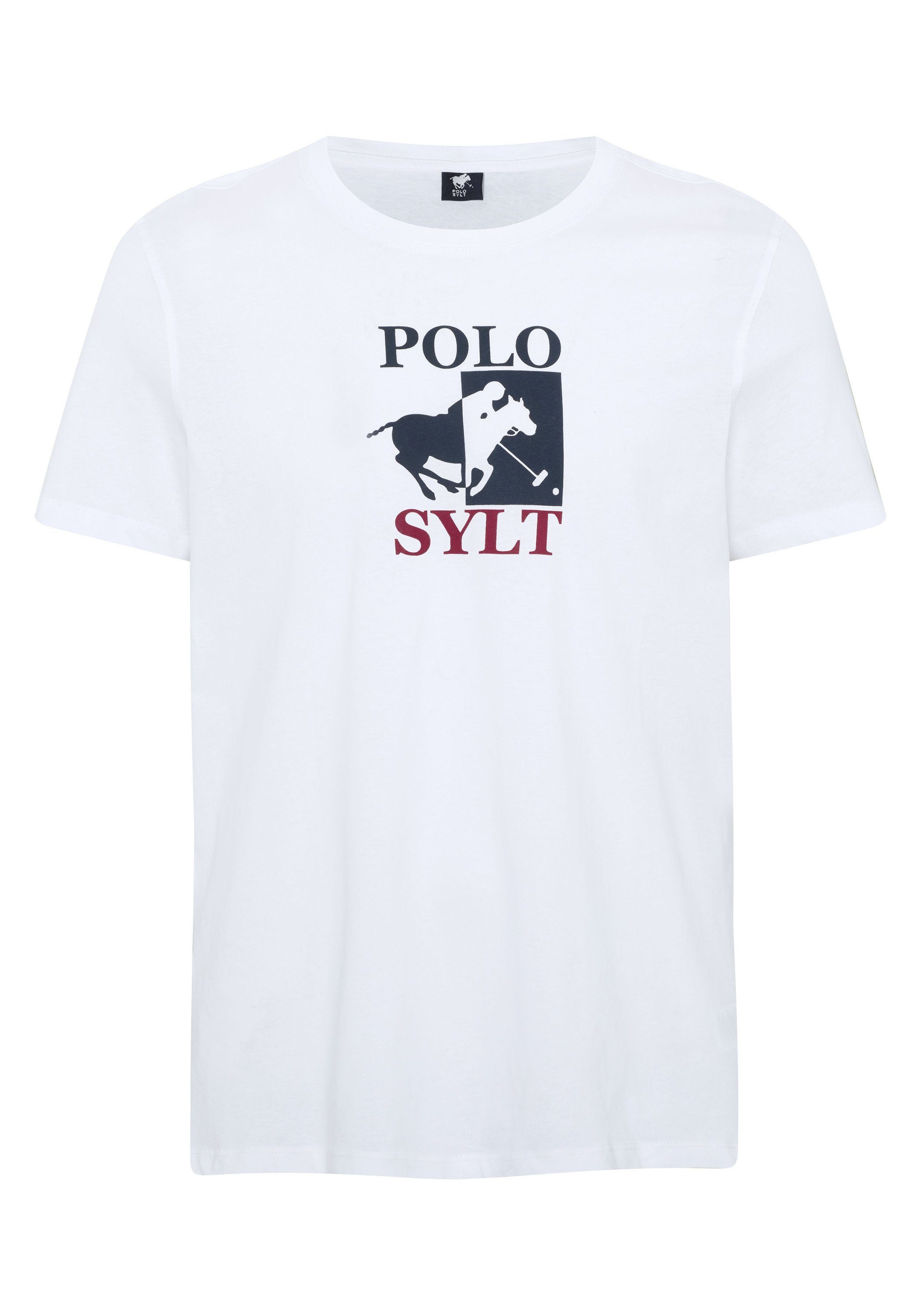 Polo Sylt Print-Shirt mit großem Logoprint 11-0601 Bright White