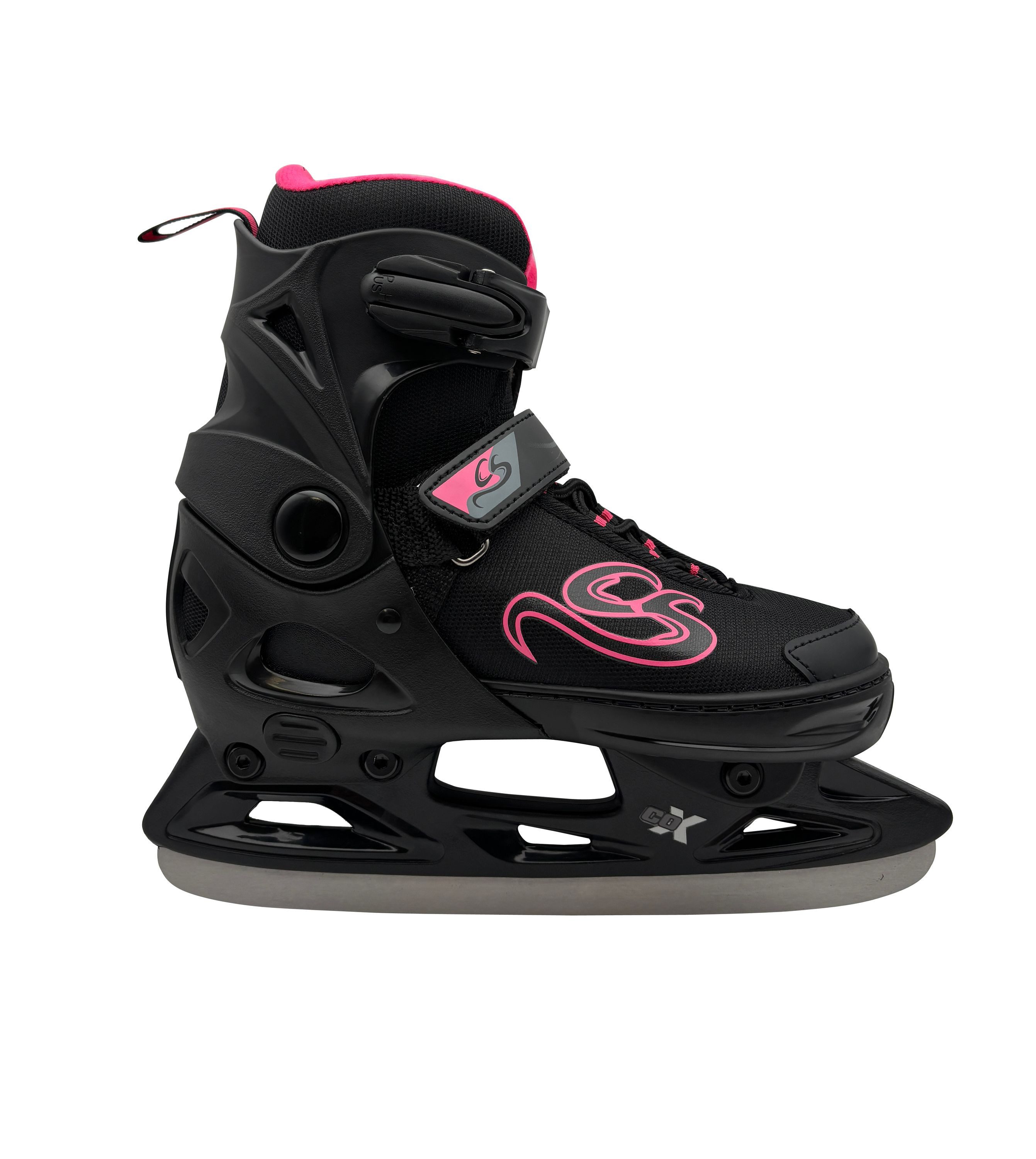 Cox Swain Коньки CRYSTAL – größenverstellbar, Softboot – Black/Pink – L (40-43), Verstellbare Коньки mit Edelstahlkufen