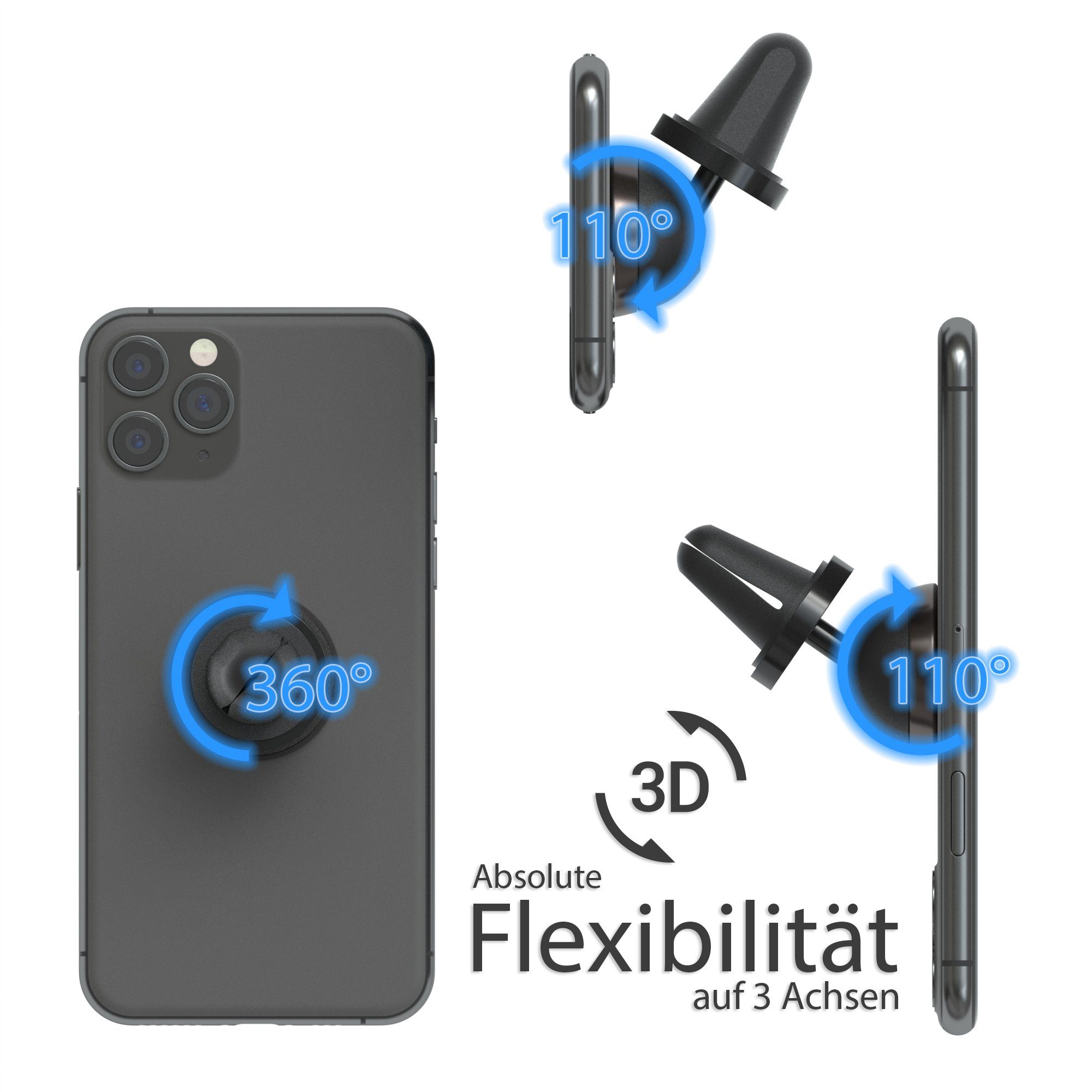 EAZY CASE Smartphone-Halterung Universal Handyhalterung für Auto, (Handyhalterung Auto Navigation alle Modelle magnetisch drehbar Schwarz) – Bild 4 von 5