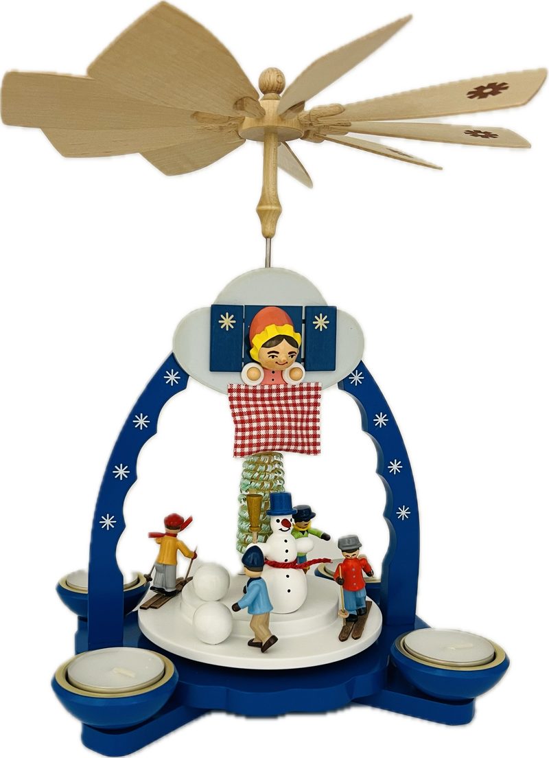 Richard Glaesser Weihnachtspyramide Pyramide Märchen Frau Holle für Teelicht und Kerzen, Handwerkskunst original Erzgebirge