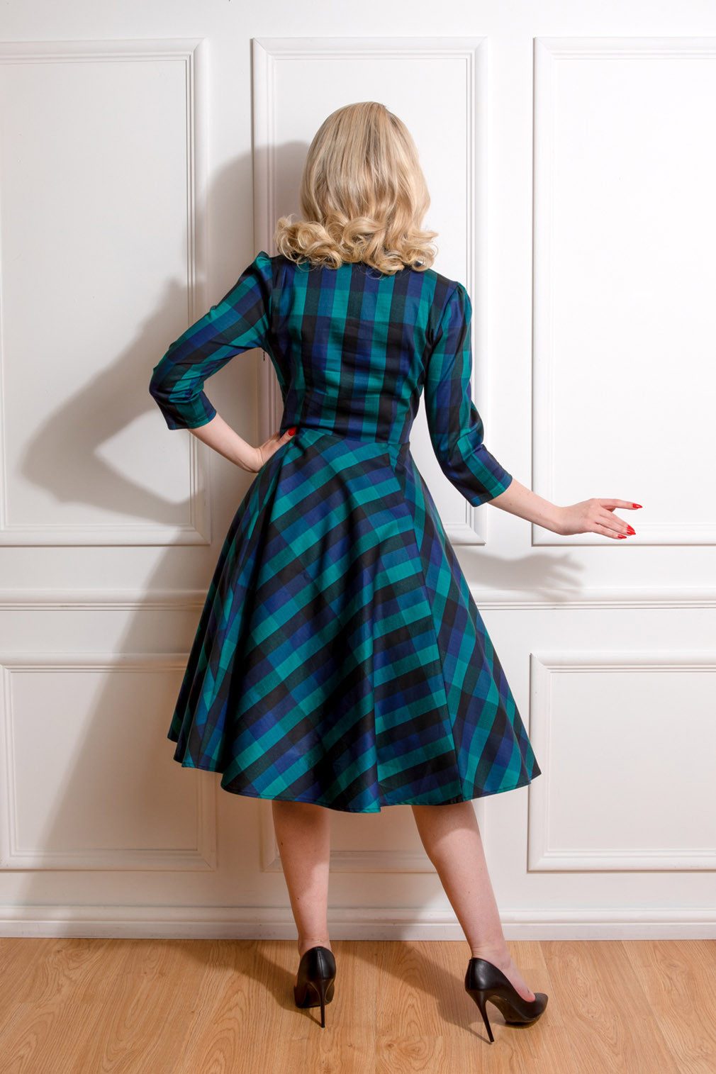 Hearts & Roses London A-Linien-Kleid Louisa Check Retro Vintage Fit-N-Flare 50er – Bild 4 von 5