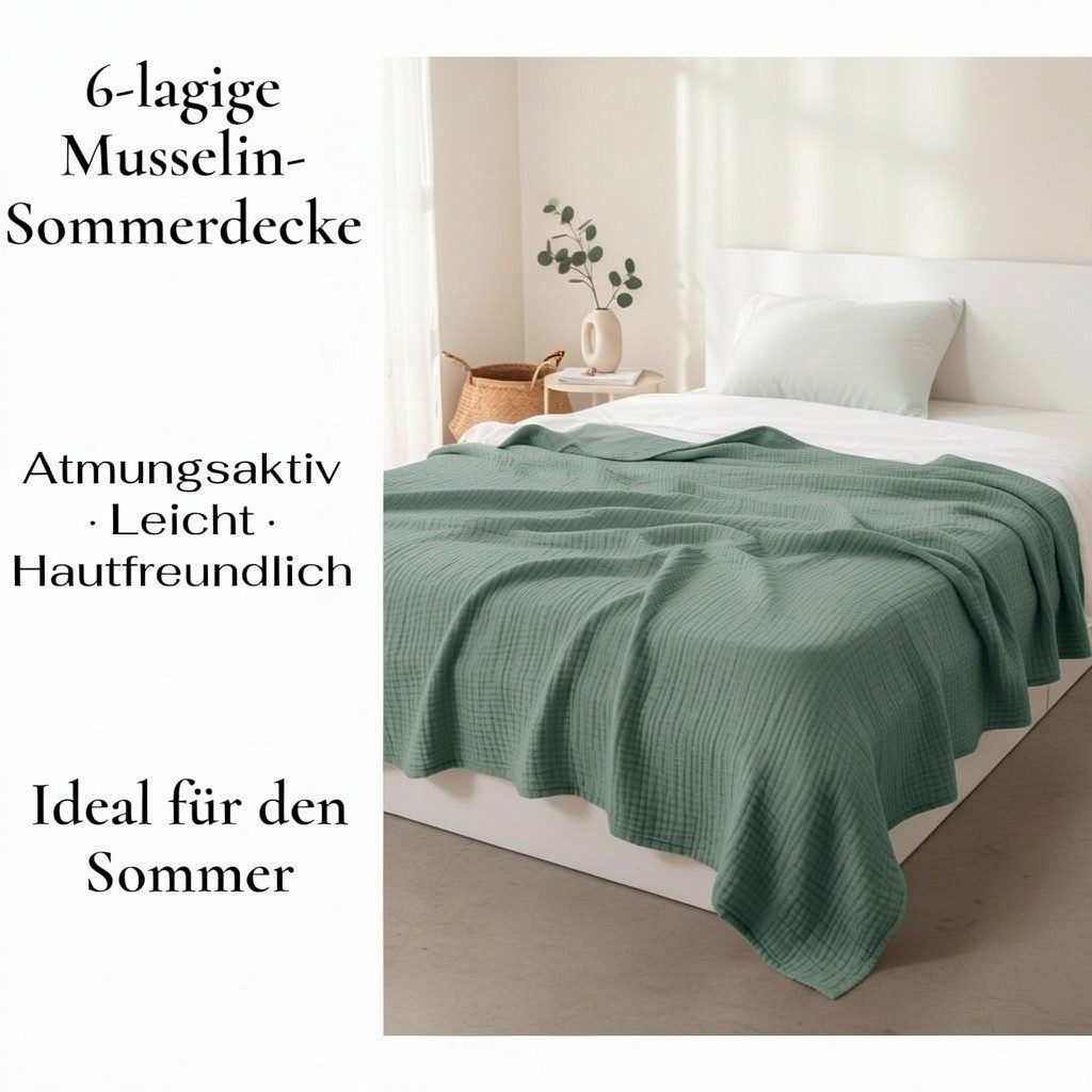 Wohndecke Musselin Decke Sofadecke, JASLIFE, Baumwolldecke,100% Baumwolle – Bild 4 von 5