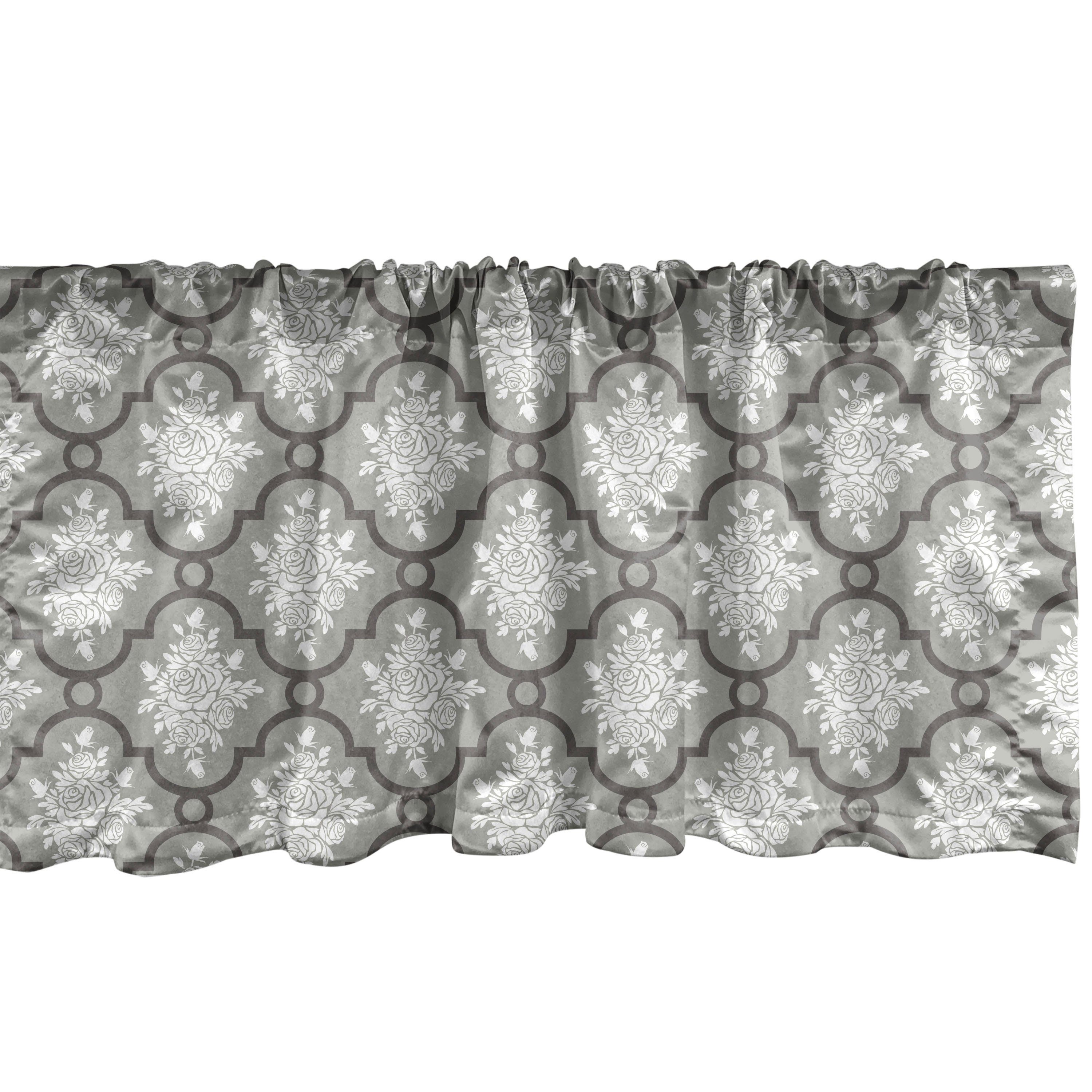Scheibengardine Vorhang Volant für Dekor Damast-Rokoko Klassische Schlafzimmer Microfaser, Küche mit Stangentasche, Blumen Abakuhaus