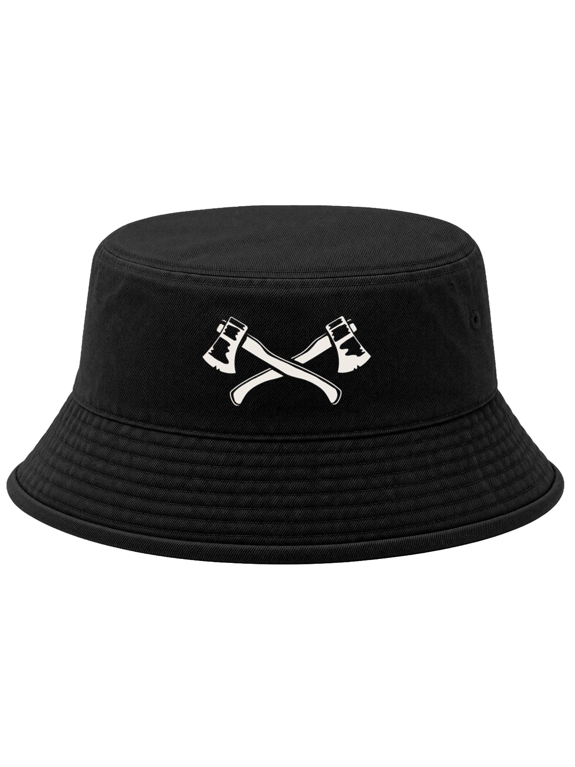 Neverless Fischerhut Anglerhut mit Print Äxte Baumwolle Bucket Hat Herren Damen Sonnenhut