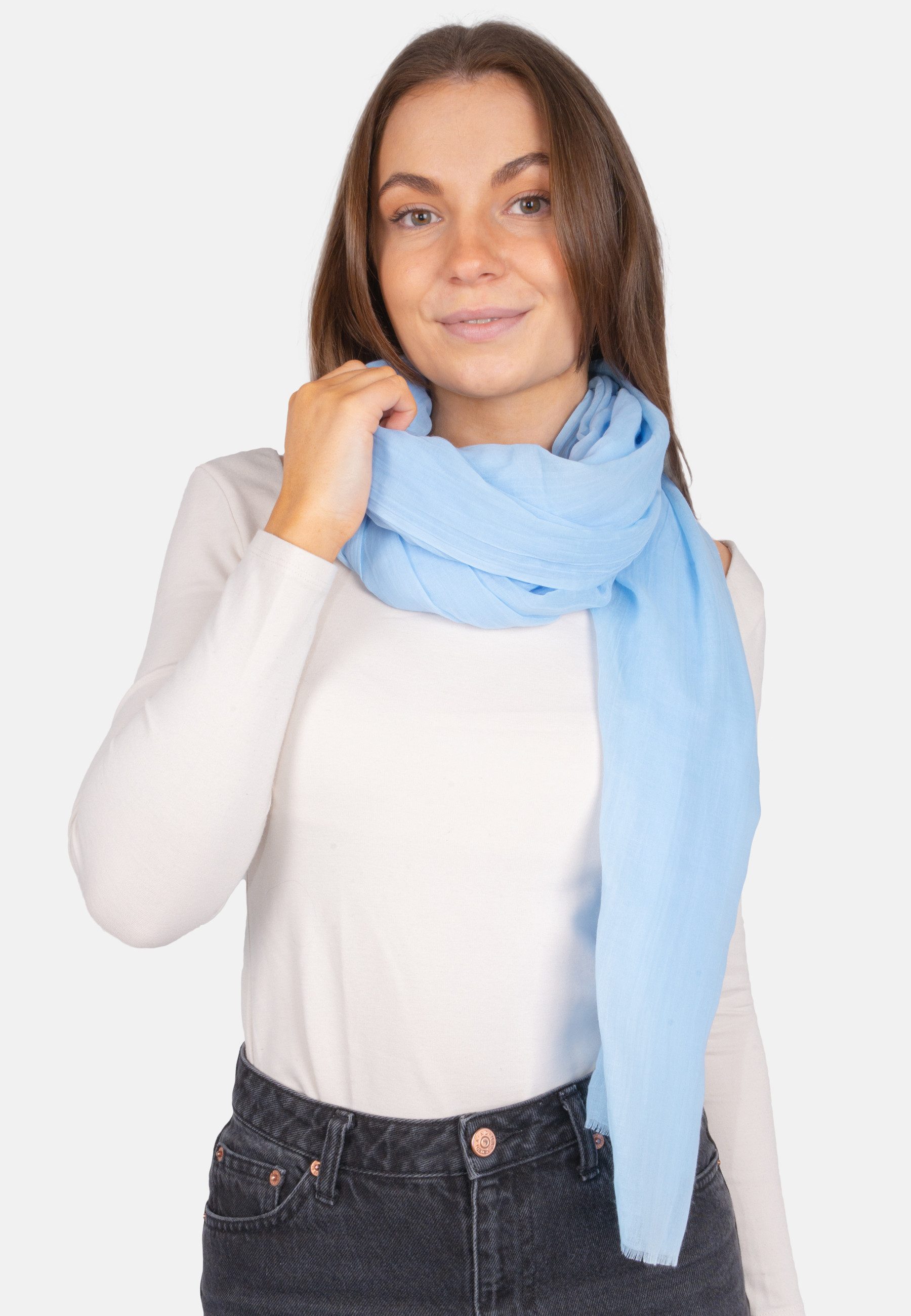 Seasons of April Seidenschal Alessandra Schal, Elegant, dünn, leicht & weich: Uni Damen Schal mit kurzen Fransen