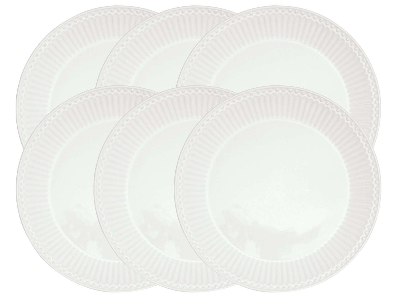 Greengate Тарелки-Set Alice Frühstücksteller white 23cm Set6, Steinzeug