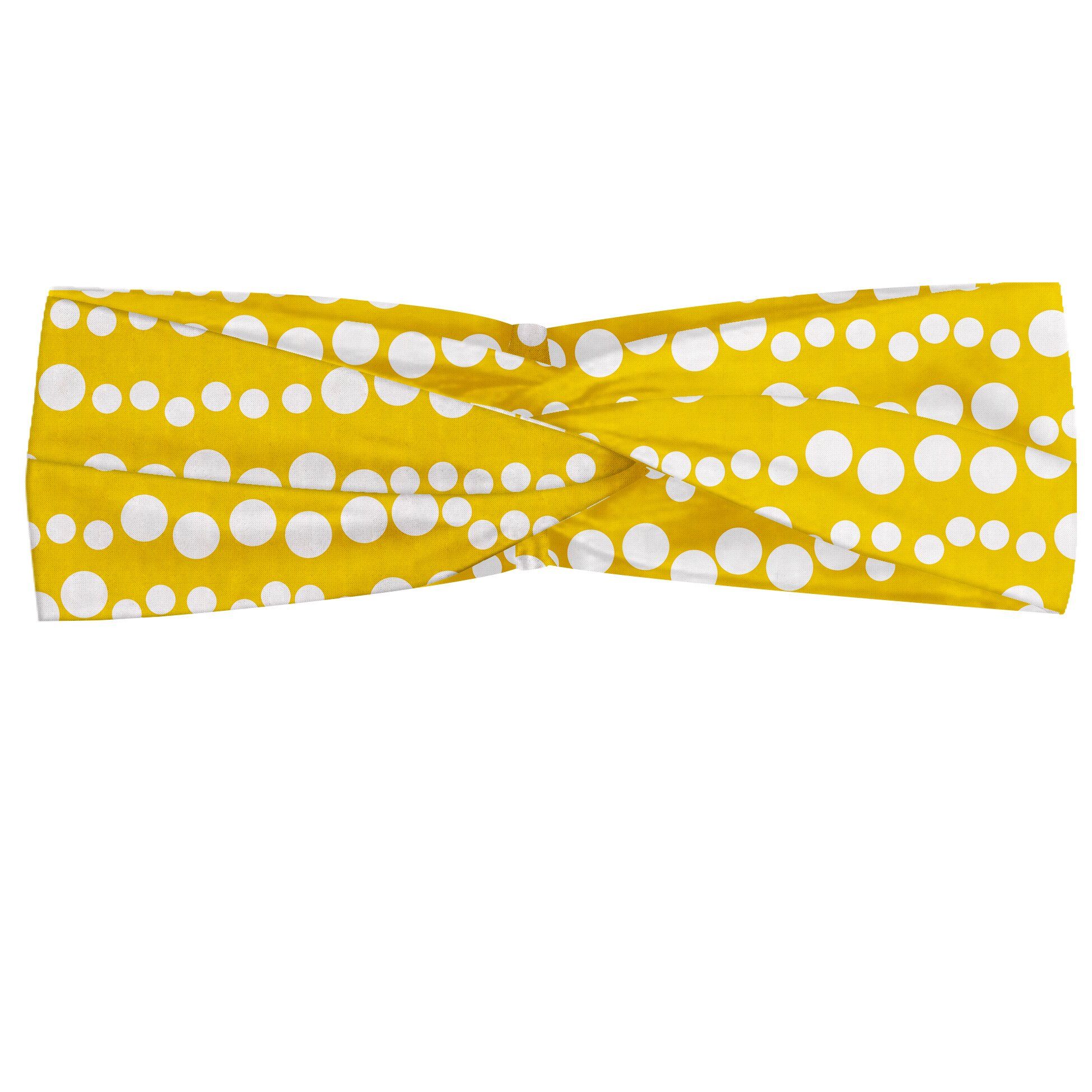 Abakuhaus Stirnband Elastisch und Angenehme alltags accessories Gelb und Weiß Doodle Kreise