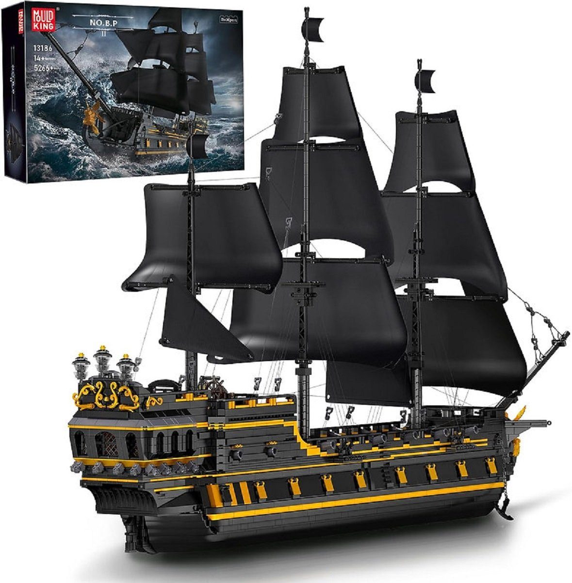 Mould King Mould King 13186 The Black Pearl B.P. II 5.266 Teile Piratenschiff Konstruktionsspielsteine, (5266 St)