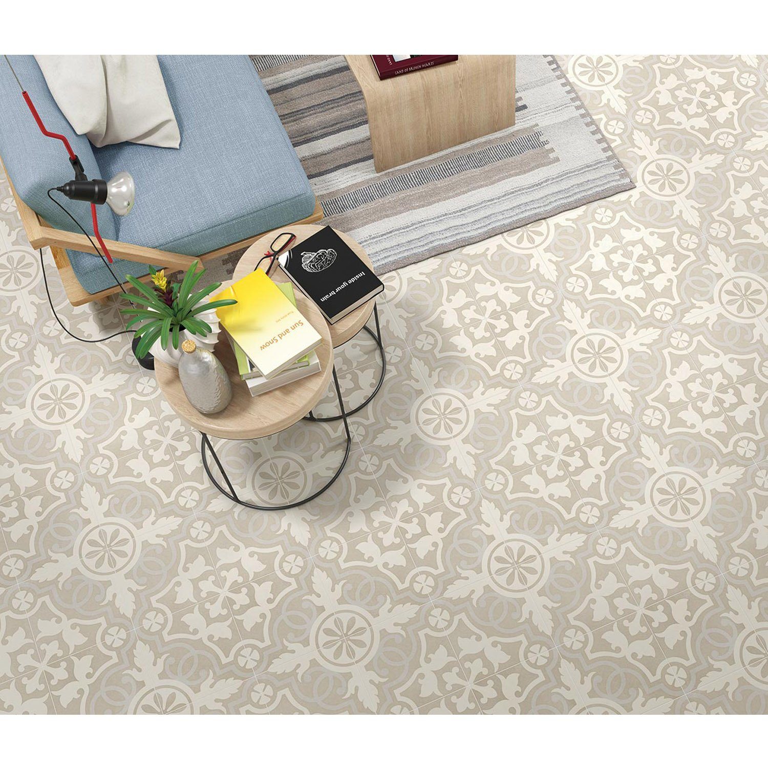 Casa Moro Bodenfliese Mediterrane Keramik-Fliesen Tufan 20x20 cm, Mehrfarbig, 1qm aus glasiertem Feinsteinzeug in Zementoptik, Marokkanische Bodenfliesen & Wandfliesen für Bad Küchenrückwand Küche, frostsicher, FL7090