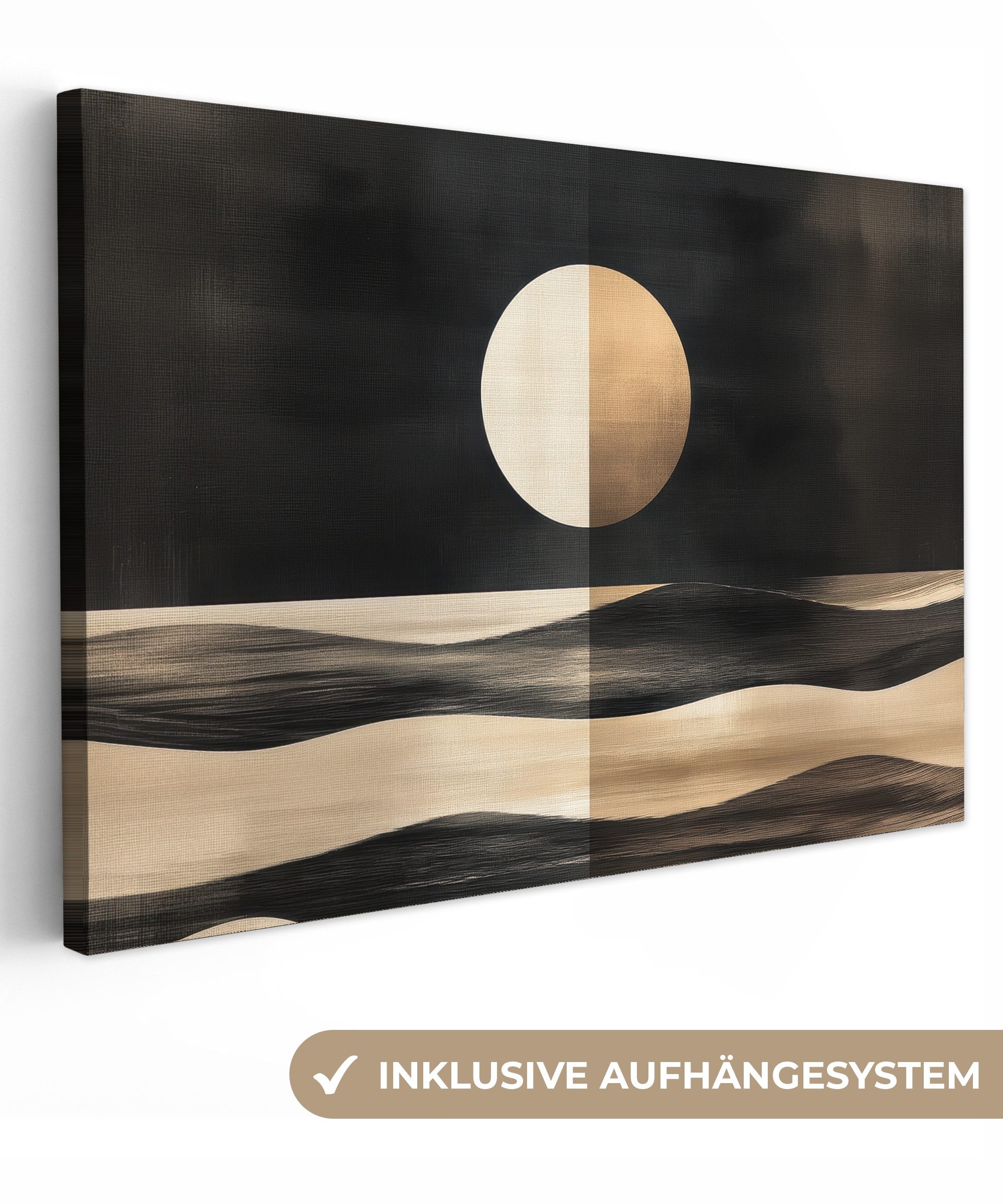 OneMillionCanvasses® Leinwandbild Mond - Kreis - Gold, Fotodruck (1 St), Le günstig online kaufen
