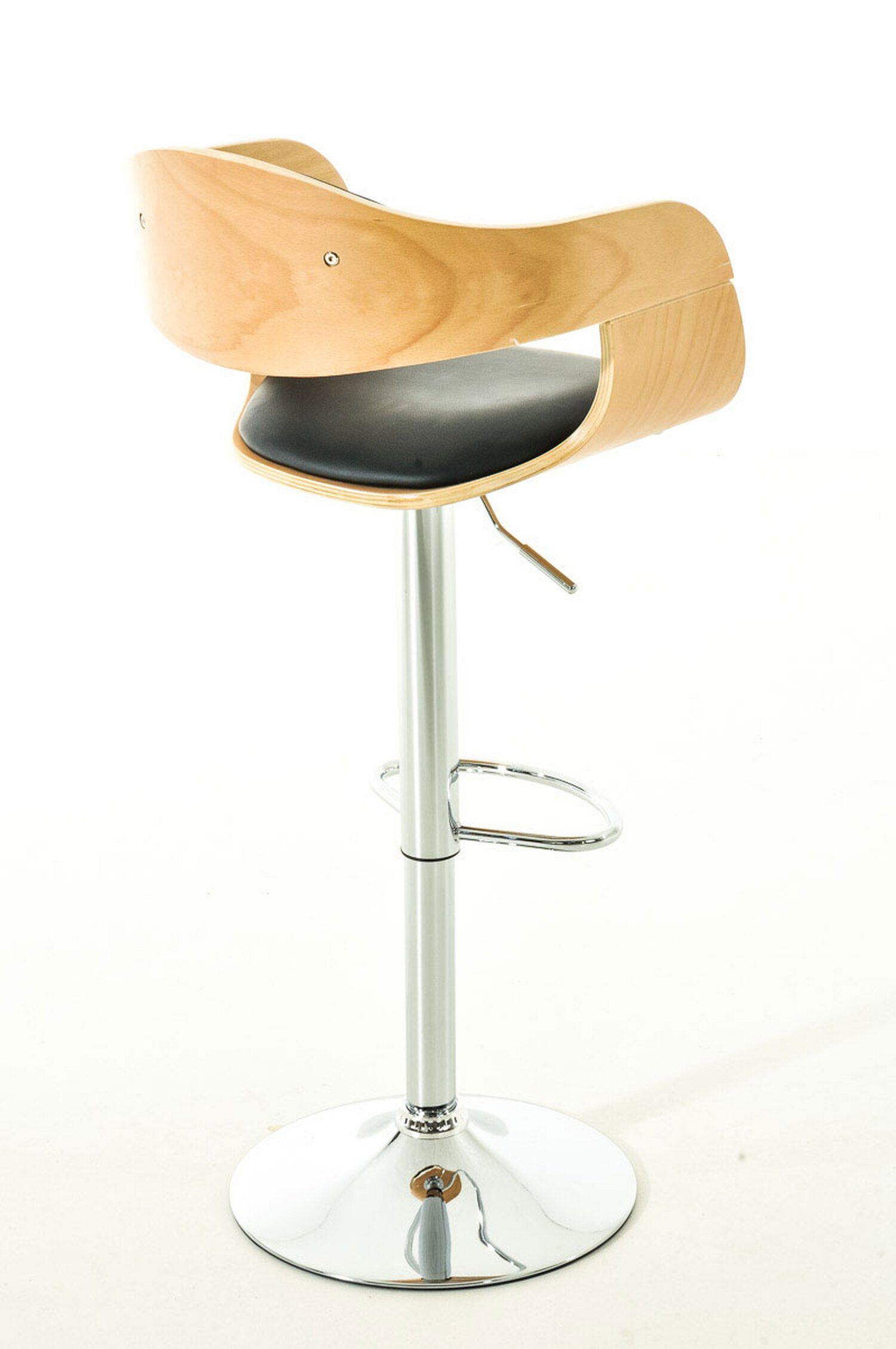 TPFLiving Barhocker höhenverstellbar (Barstuhl mit Rückenlehne - Hocker für Küche), 360° drehbar - Metall mit Chromoptik - Sitz: Kunstleder Natura/Schwarz