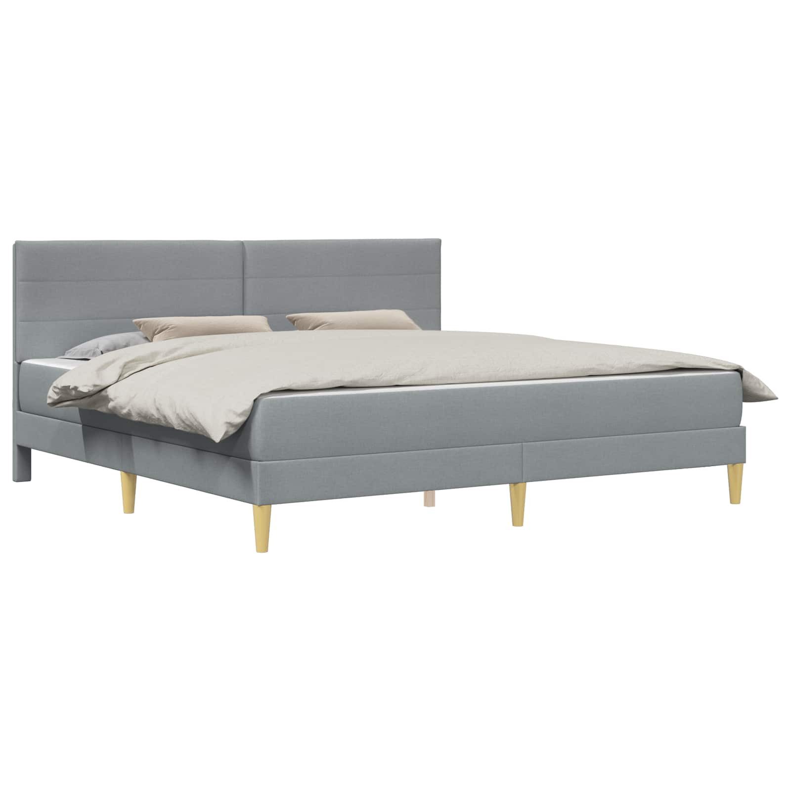 furnicato Bettgestell mit Matratze 200 x 200 cm Hellgrau, Inklusive Schaumstoffmatratze Doppelbett mit stabilem Massivholzrahmen