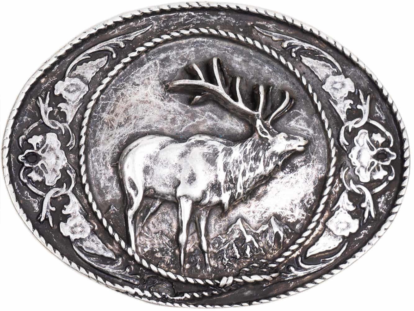 Hermann Schmidt Gürtelschnalle Gürtelschnalle altsilber Hirsch 40mm