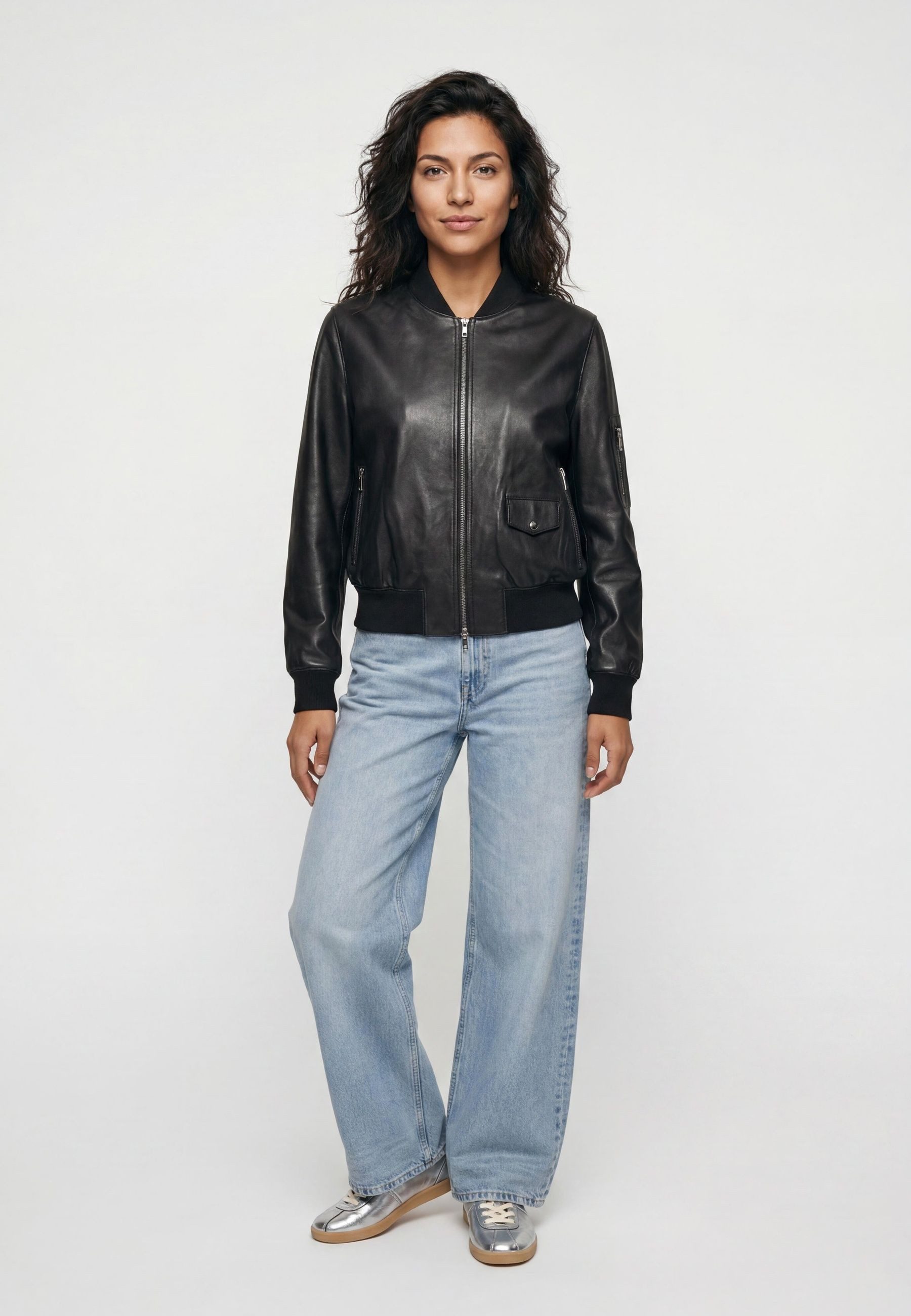 Milestone Lederjacke MSLia Damen Bikerjacke Jacke Leder casual normale Passform