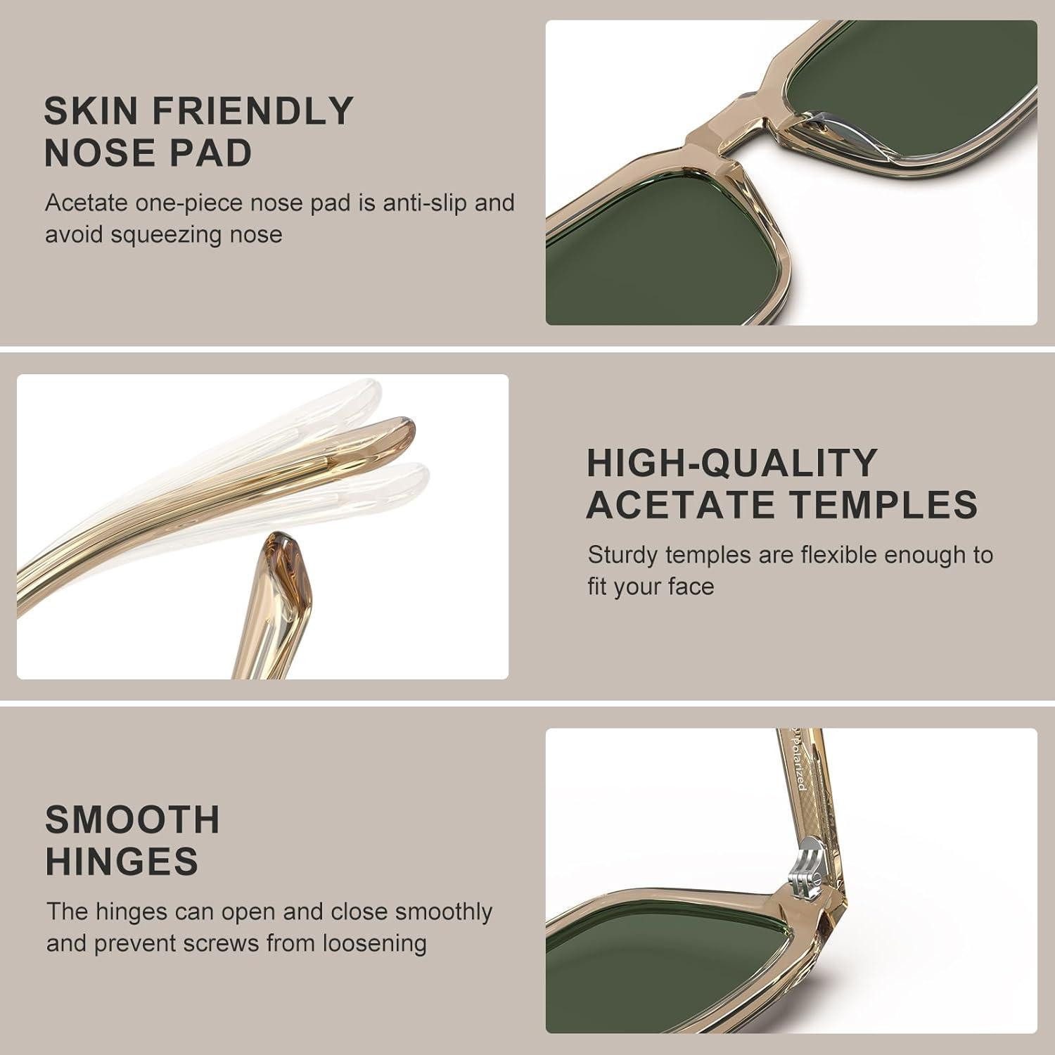 LuxusKollektion Sonnenbrille Sonnenbrille Herren Polarisierte Transparent Rahmen Grüne Linse