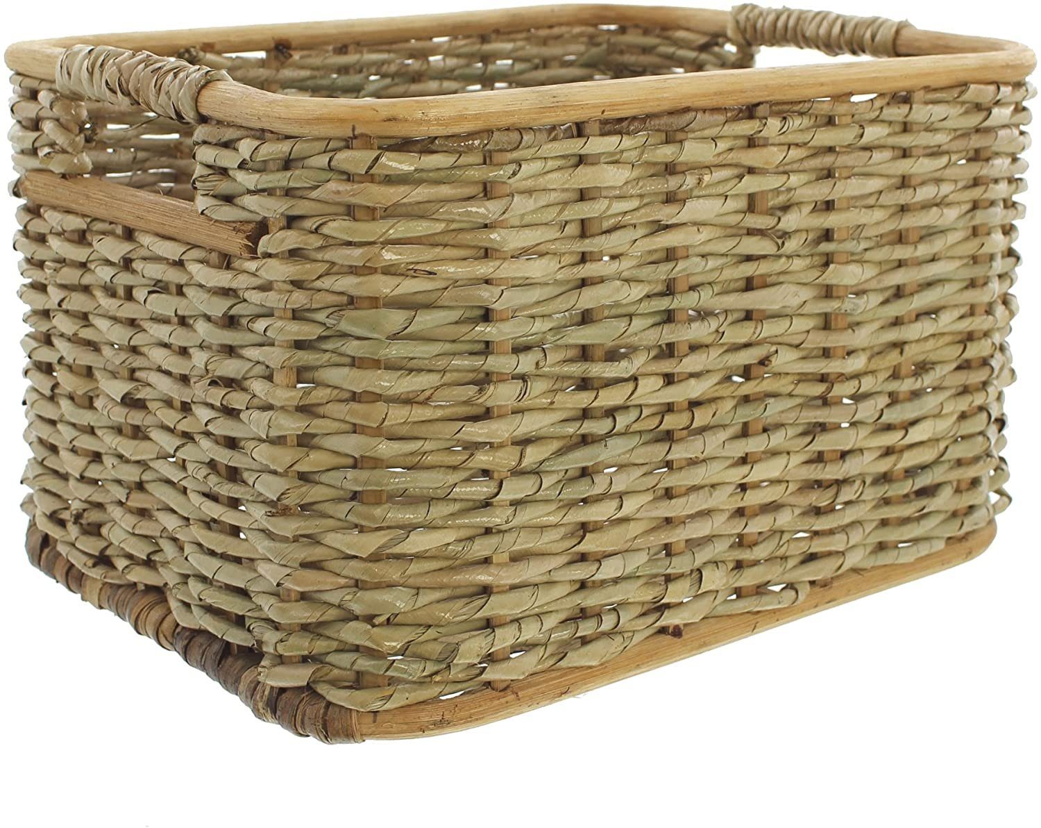 Dekoleidenschaft Aufbewahrungskorb aus Rattan und Schilfstroh günstig online kaufen