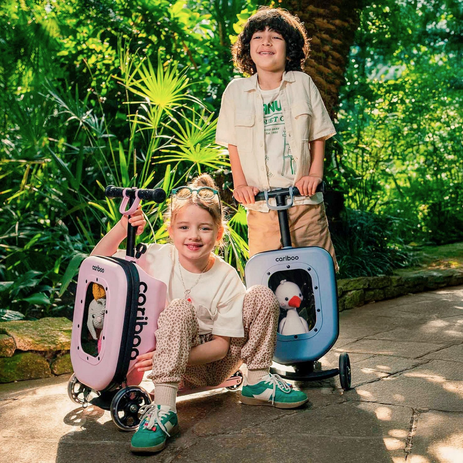 Cariboo Tretroller Kinderroller Koffer 2in1 CARIBOO ITRAVEL Handgepäck bis 50kg