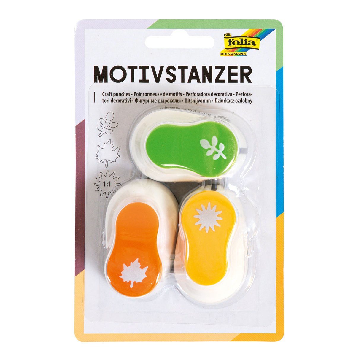 Folia Max Bringmann KG Motivstanzer folia Motivstanzer Sonne Ahornblatt Farn 15mm 3 Stück