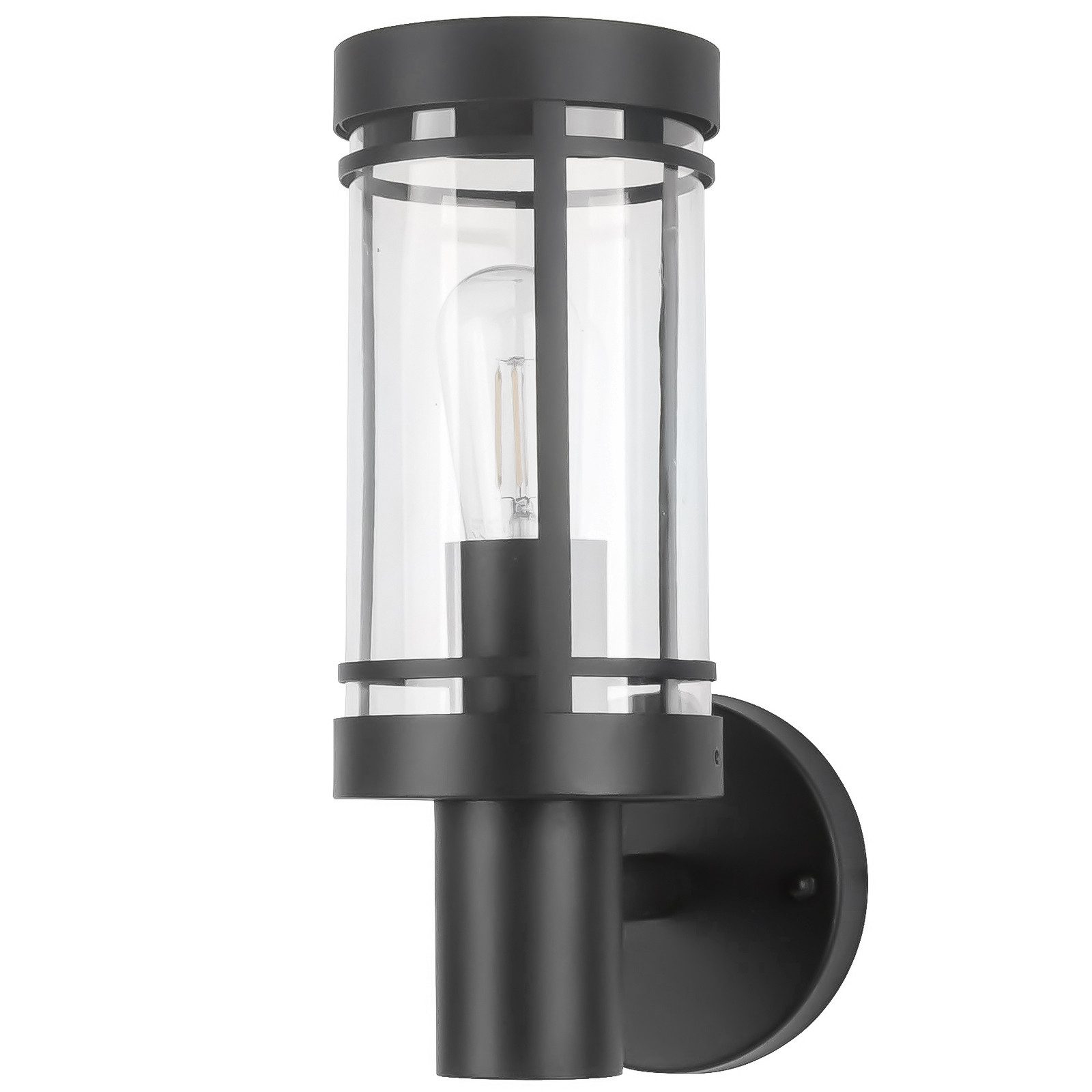 Außen-Wandleuchte Wandlampe Edelstahl Wandleuchte Hofleuchte E27 Schwarz