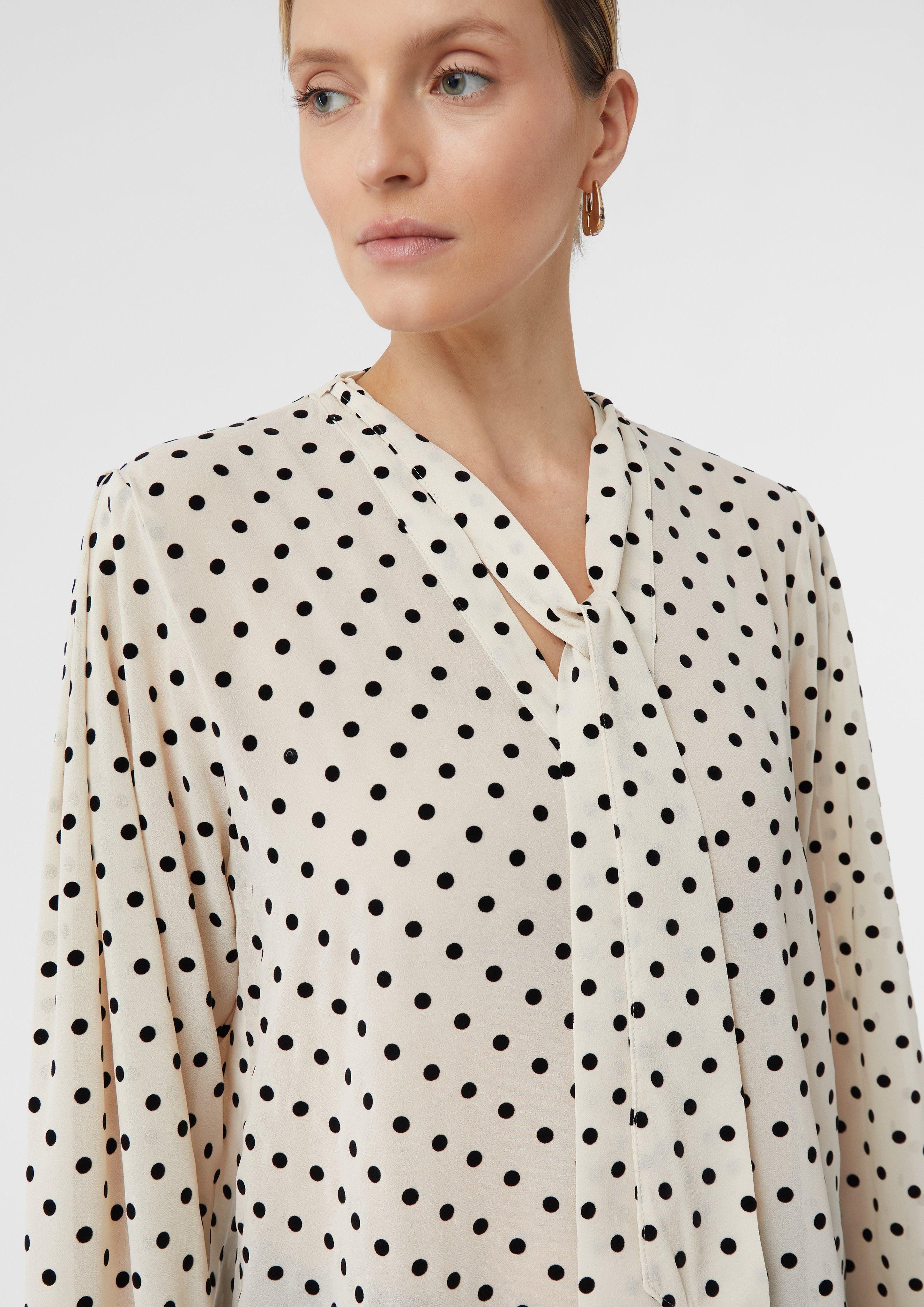 comma Langarmbluse Semitransparente Chiffonbluse mit Polka günstig online kaufen