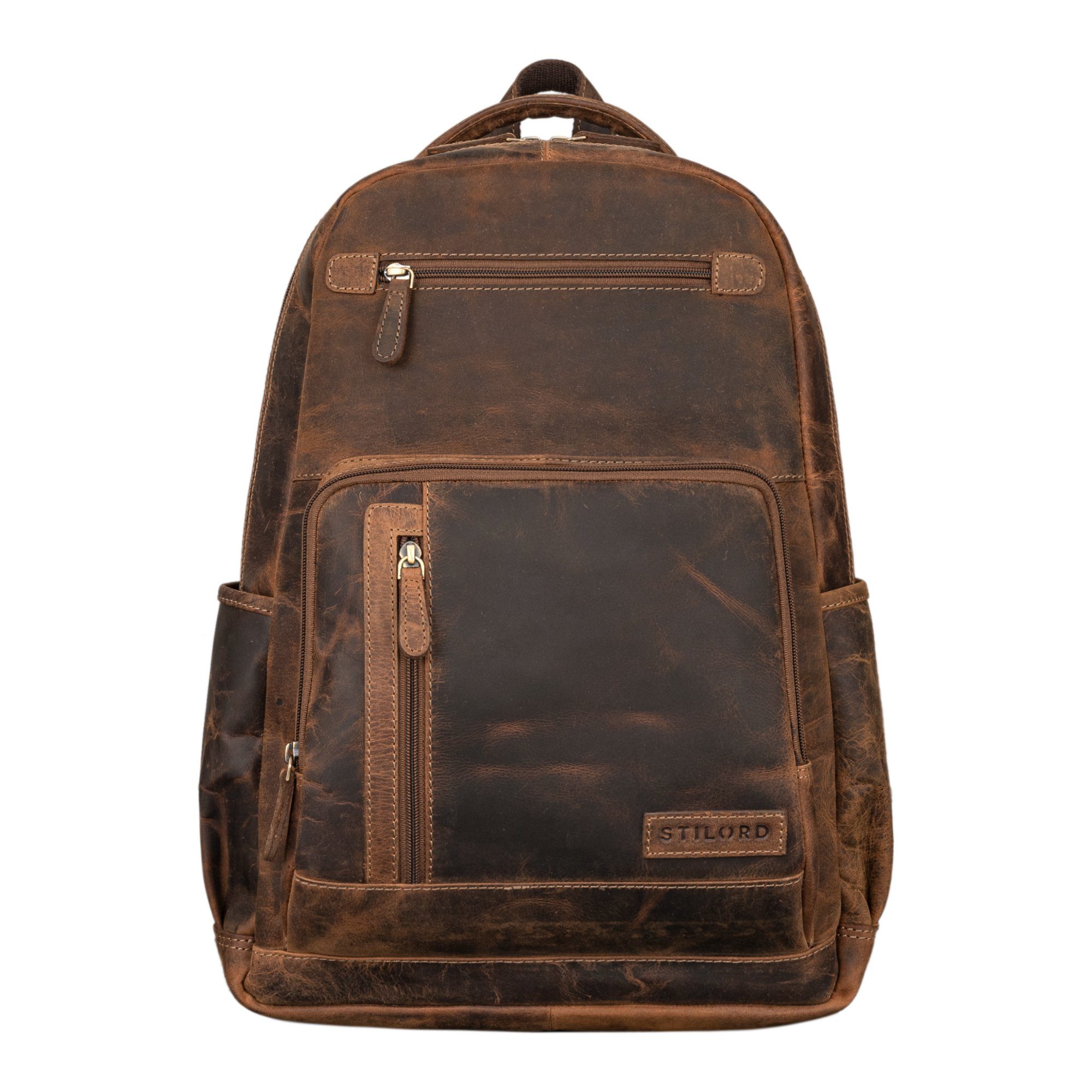 STILORD Notebookrucksack "Hubertus" Vintage Lederrucksack Damen und Herren