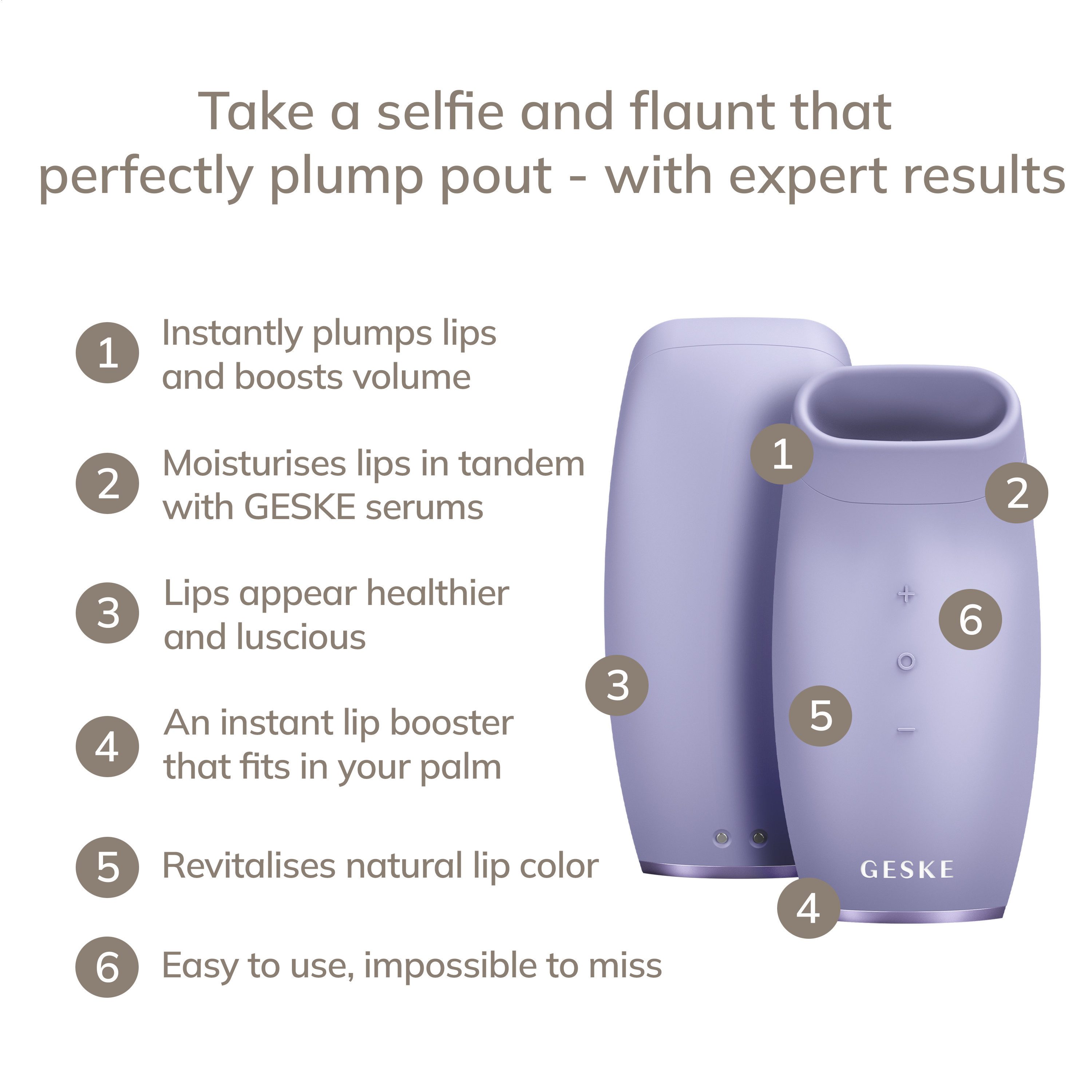 GESKE German Beauty Tech Lip-Booster SmartAppGuided™ Lip Volumizer & Booster 6 in 1, 4-tlg., Mit der GESKE App erhältst Du deine personalisierte Hautpflegeroutine.